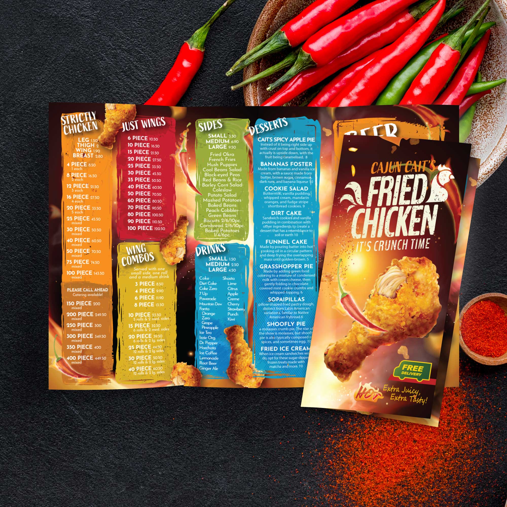 Fried Chicken Template 12" x 18" Trifold - TerraSlate Inc.