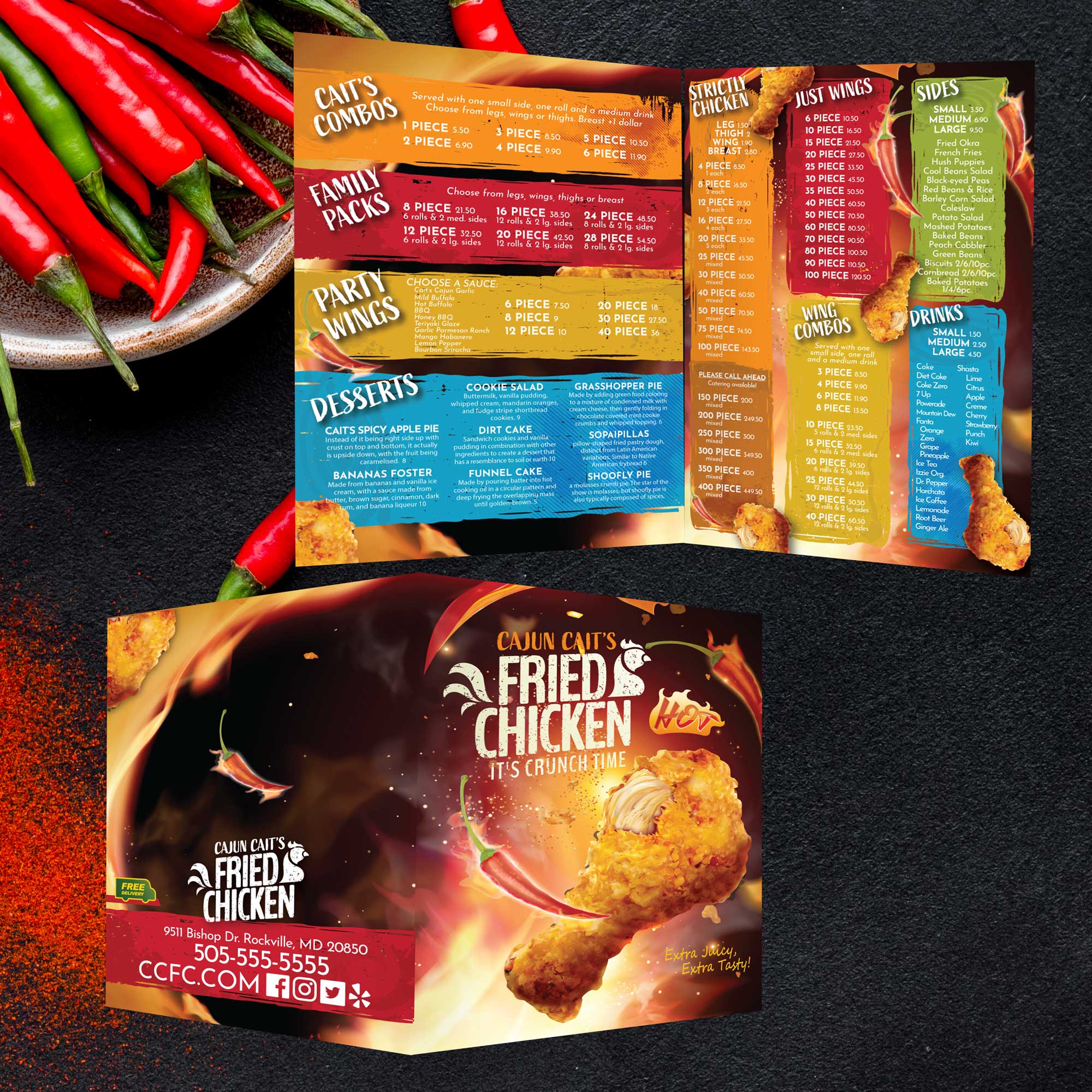 Fried Chicken Template 13" x 19" Bifold - TerraSlate Inc.