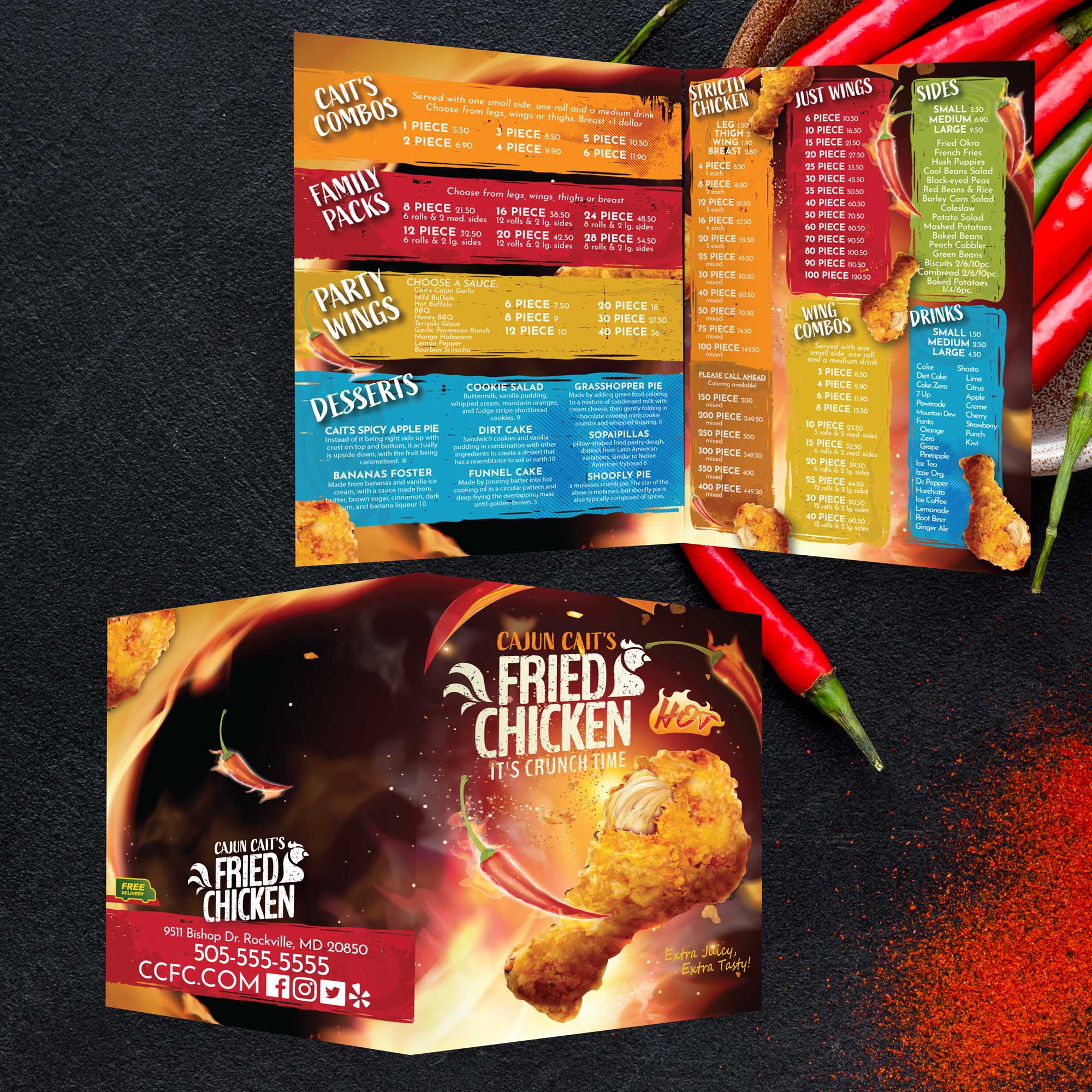 Fried Chicken Template 13" x 19" Bifold - TerraSlate Inc.