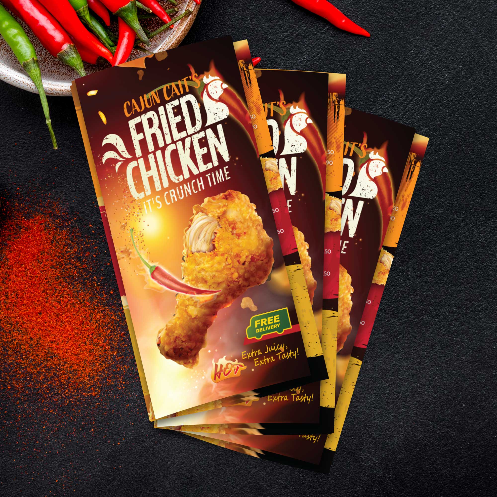 Fried Chicken Template 13" x 19" Trifold - TerraSlate Inc.
