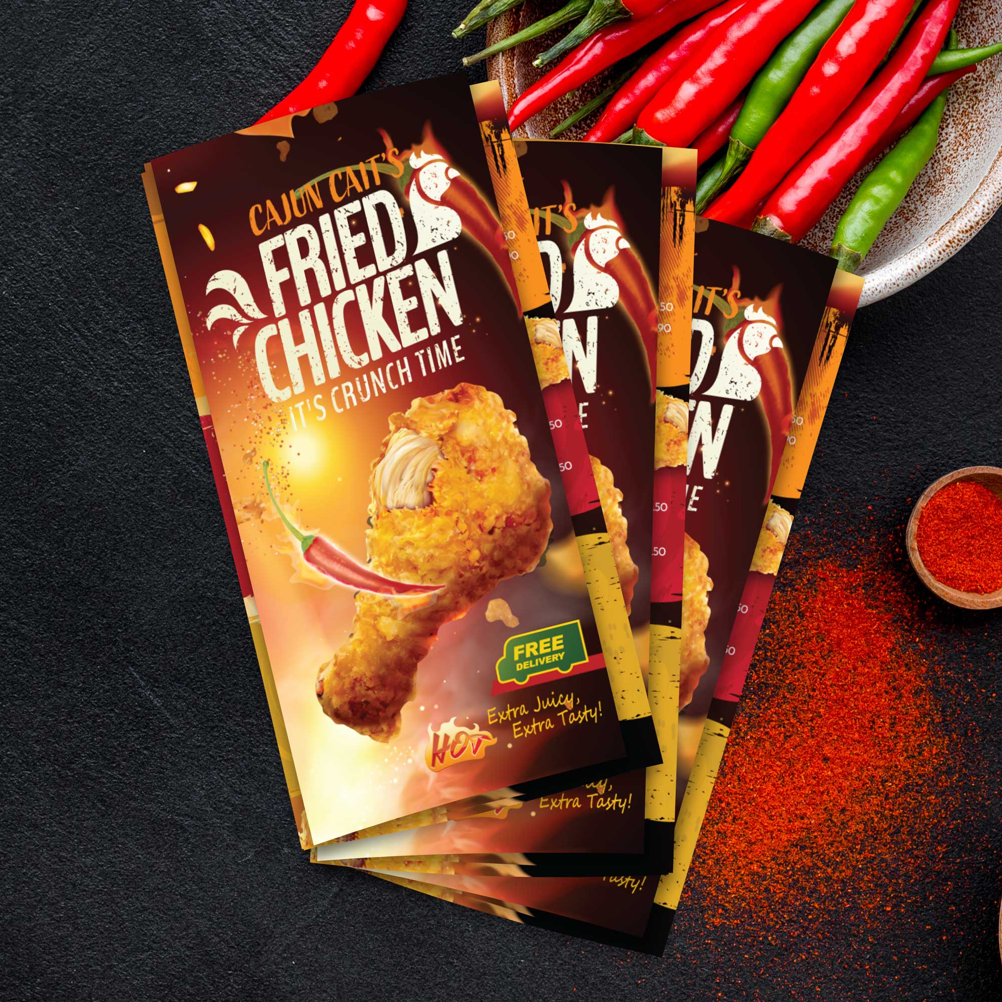Fried Chicken Template 13" x 19" Trifold - TerraSlate Inc.