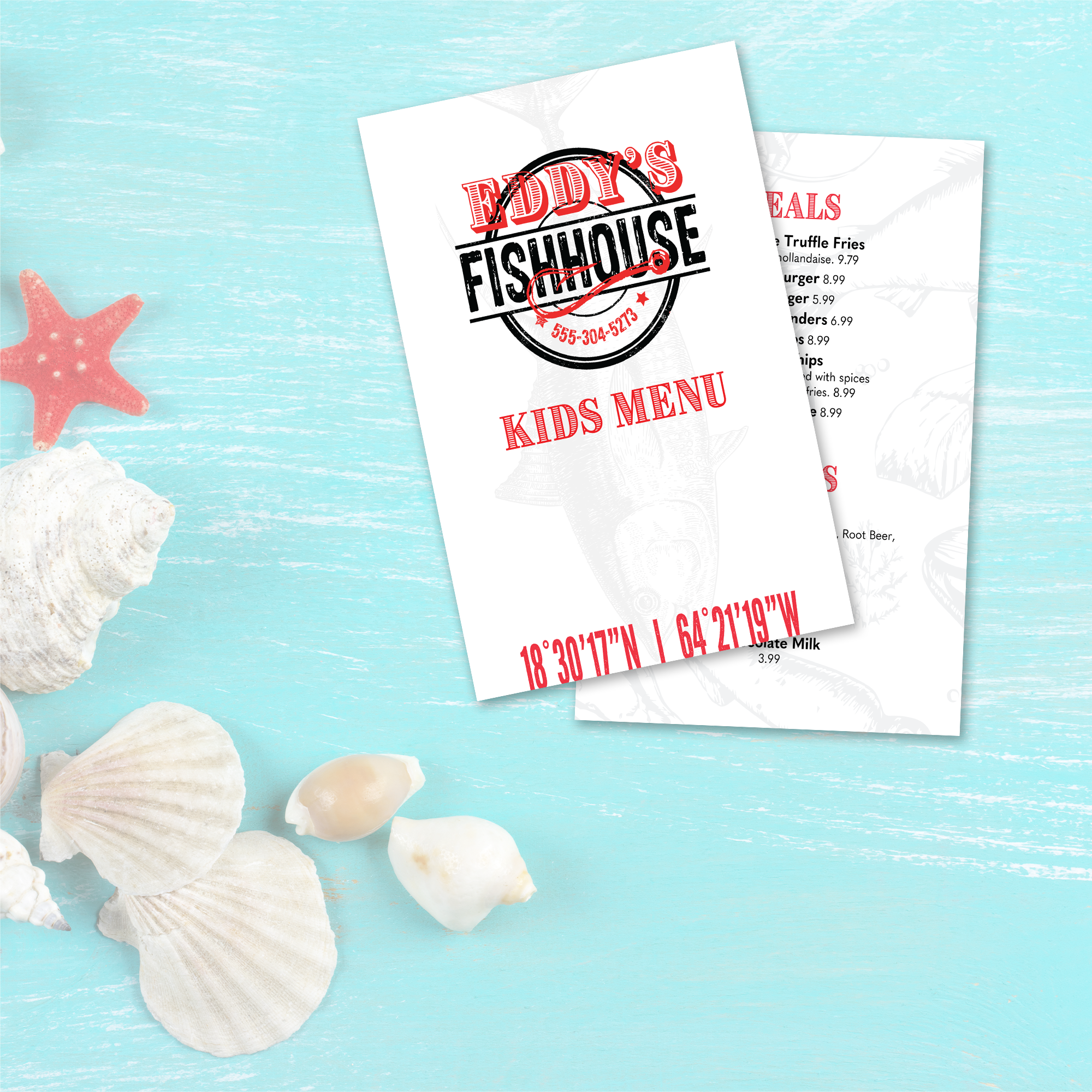 Upscale Fish House Menu Template - 5.5" x 8.5" - TerraSlate Inc.