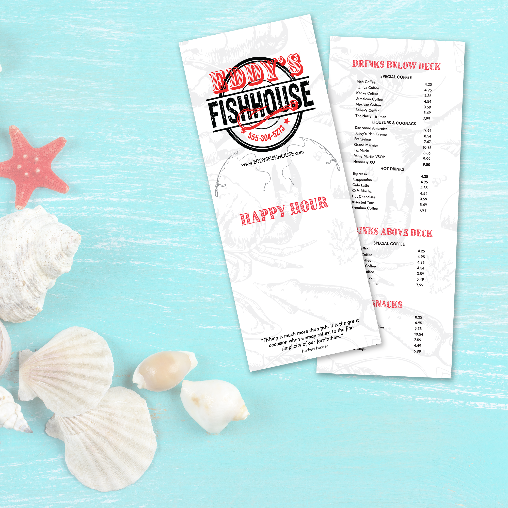 Upscale Fish House Menu Template - 6" x 15" - TerraSlate Inc.