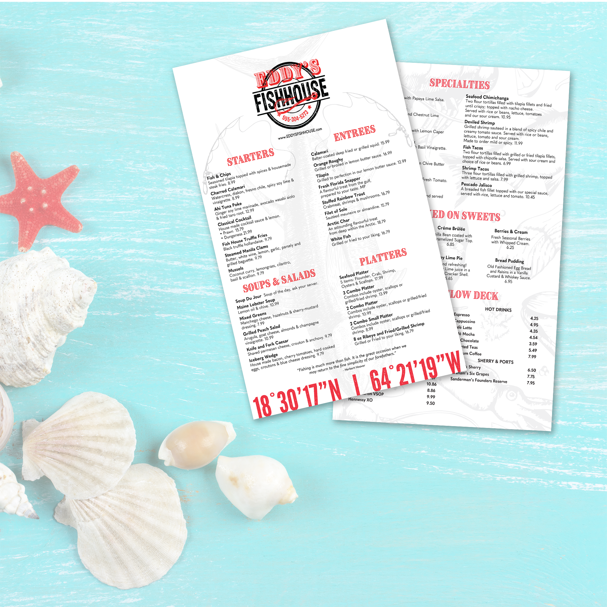 Upscale Fish House Menu Template - 8.5" x 14" - TerraSlate Inc.