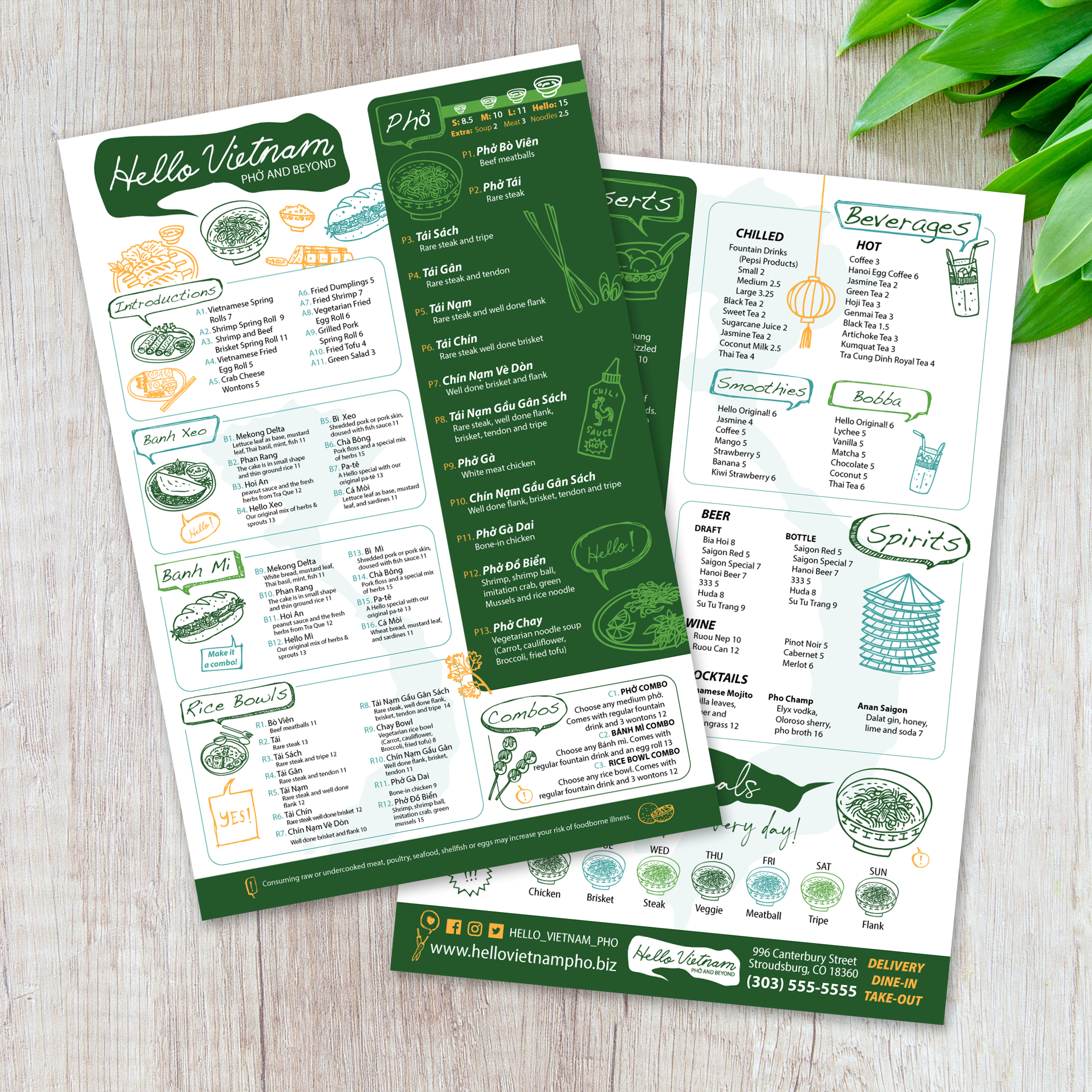 Hello Vietnam Menu Template 12" x 18" - TerraSlate Inc.