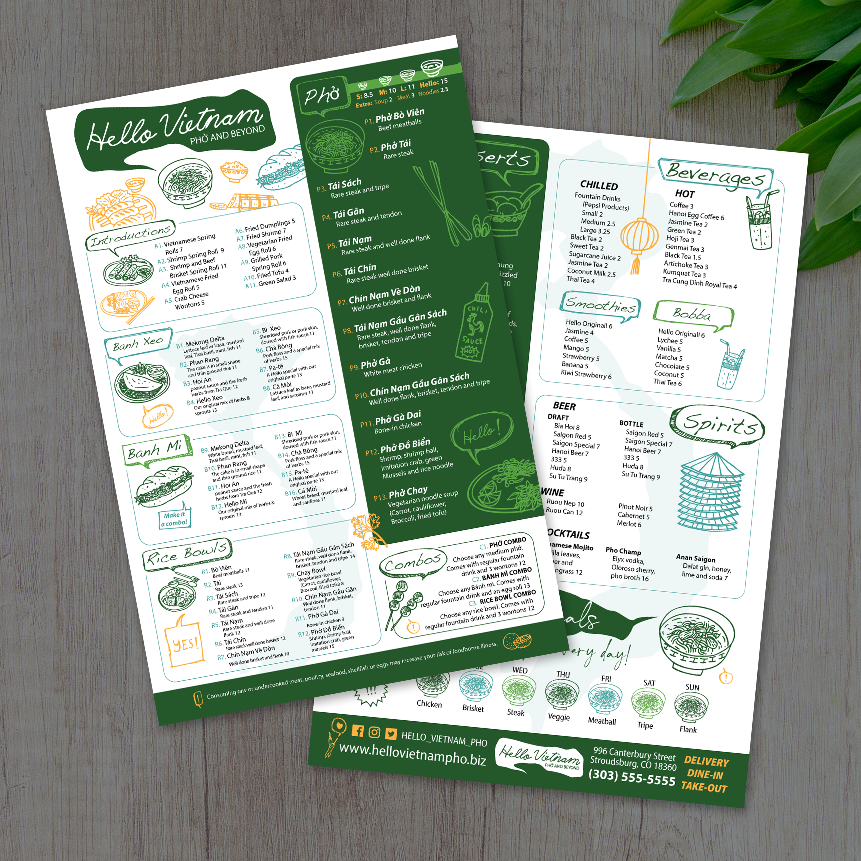 Hello Vietnam Menu Template 12" x 18" - TerraSlate Inc.