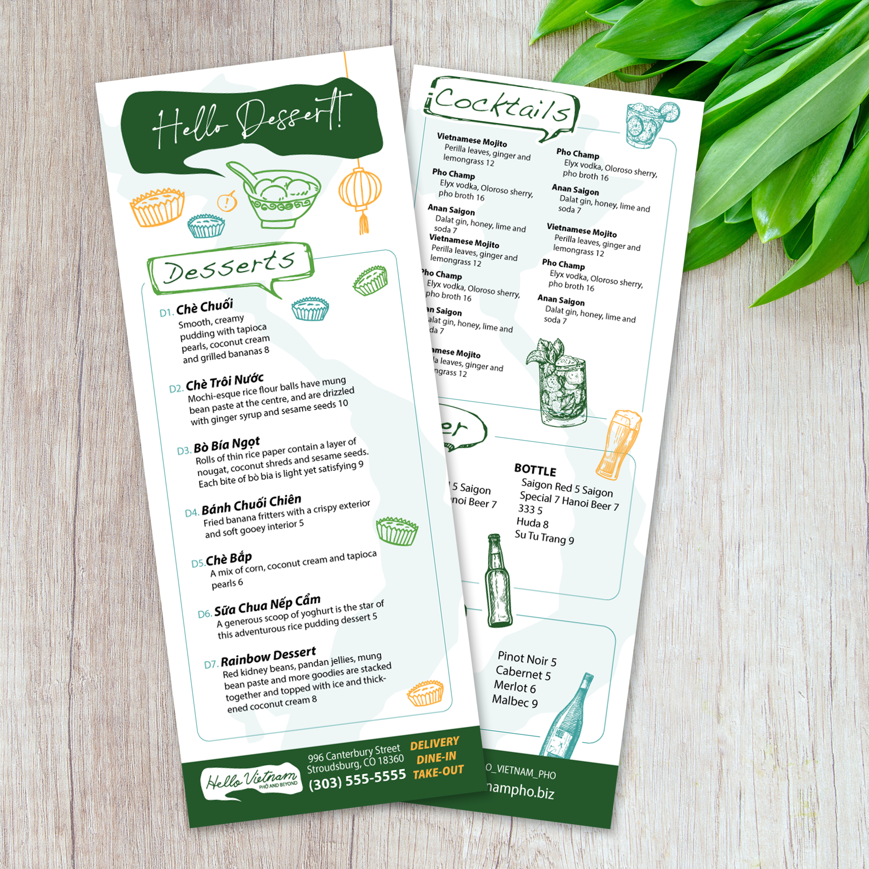 Hello Vietnam Menu Template 6" x 15" - TerraSlate Inc.