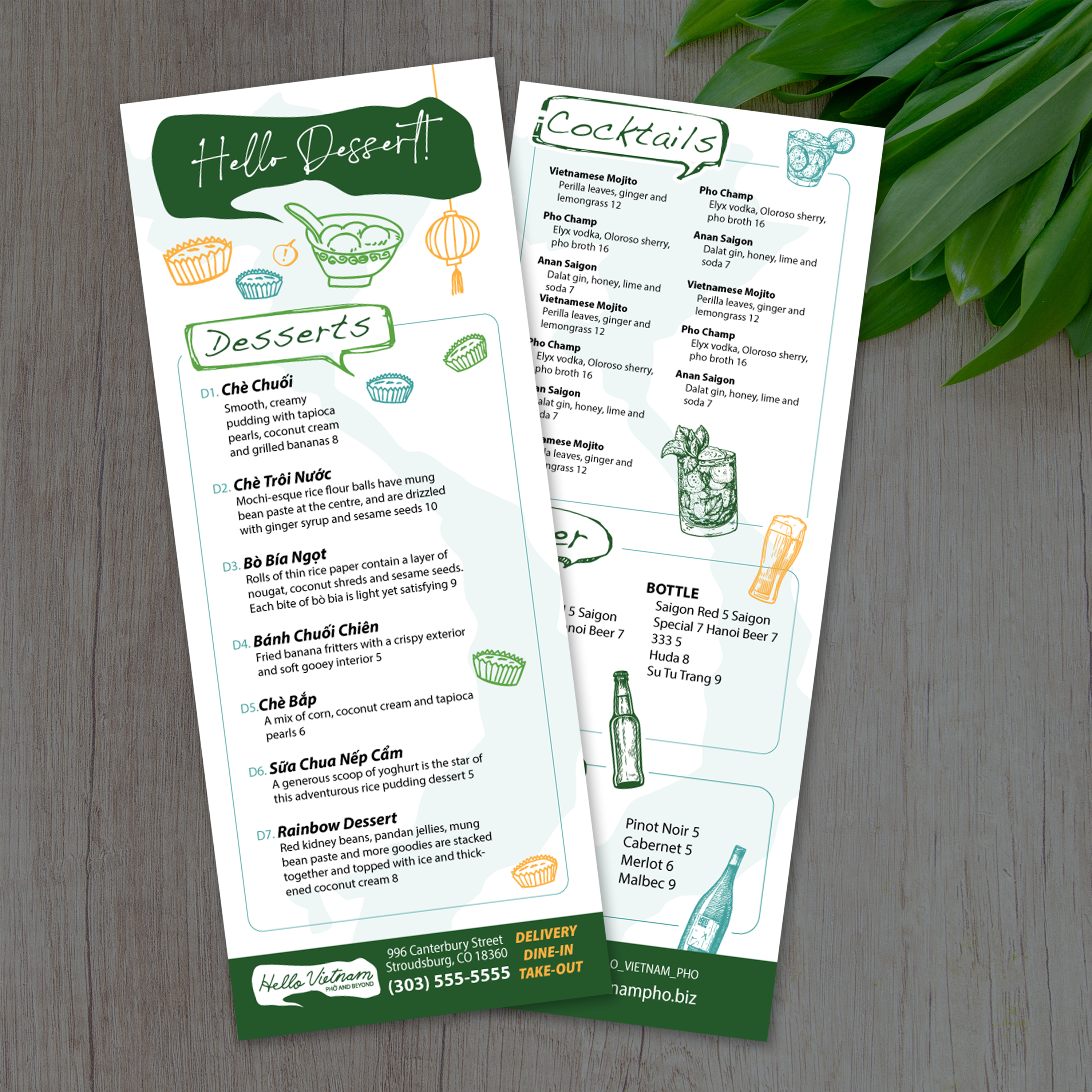 Hello Vietnam Menu Template 6" x 15" - TerraSlate Inc.