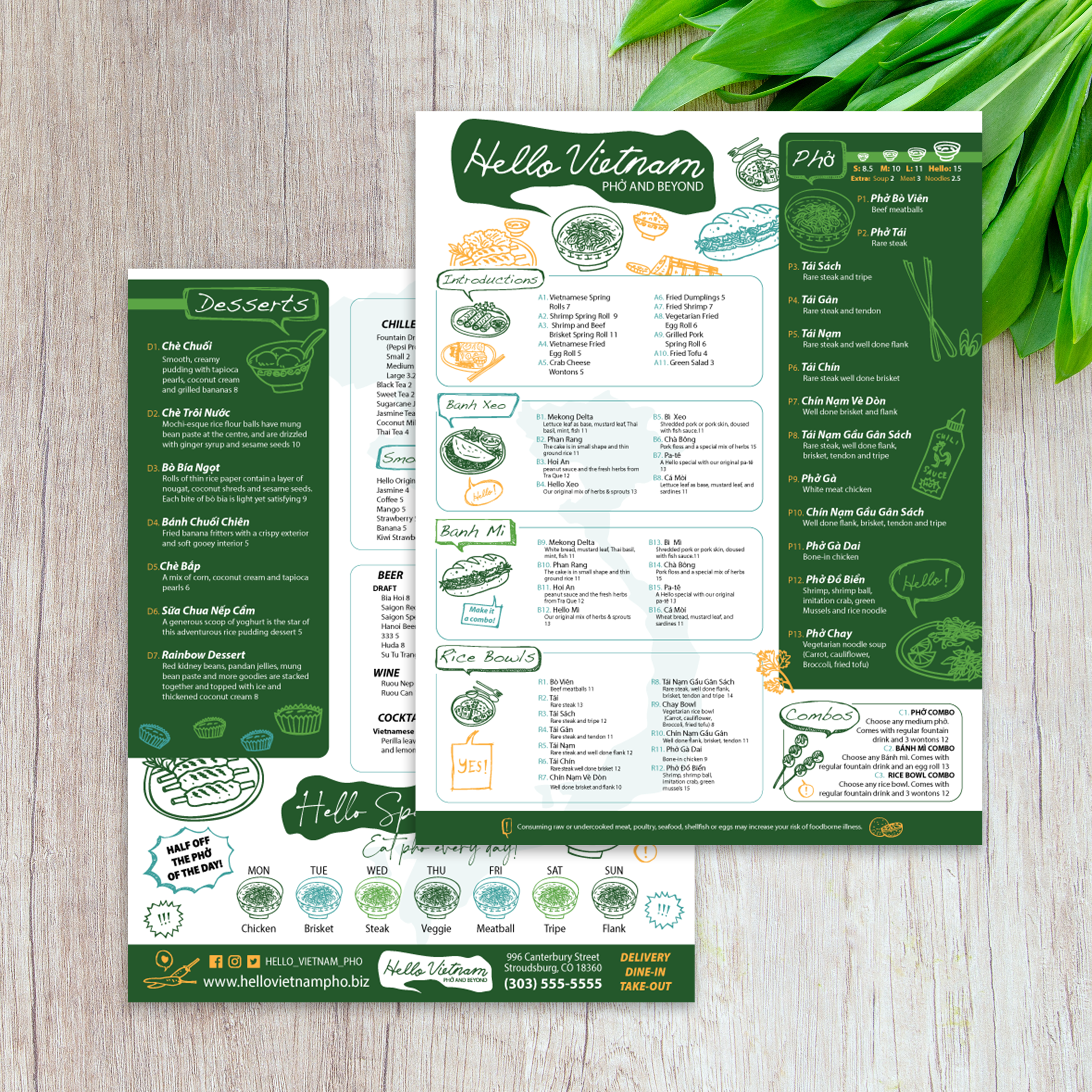 Hello Vietnam Menu Template 8.5" x 11" - TerraSlate Inc.