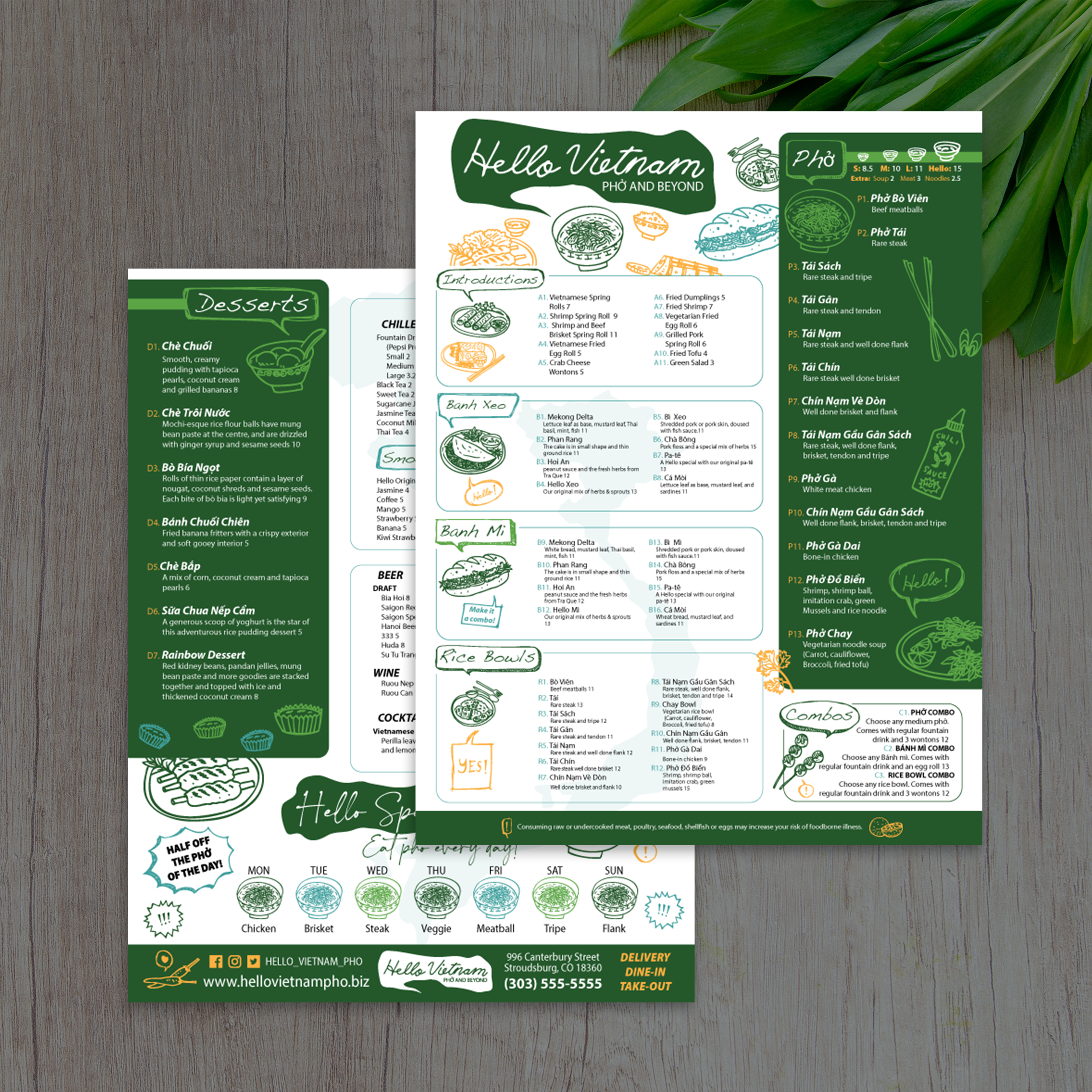 Hello Vietnam Menu Template 8.5" x 11" - TerraSlate Inc.