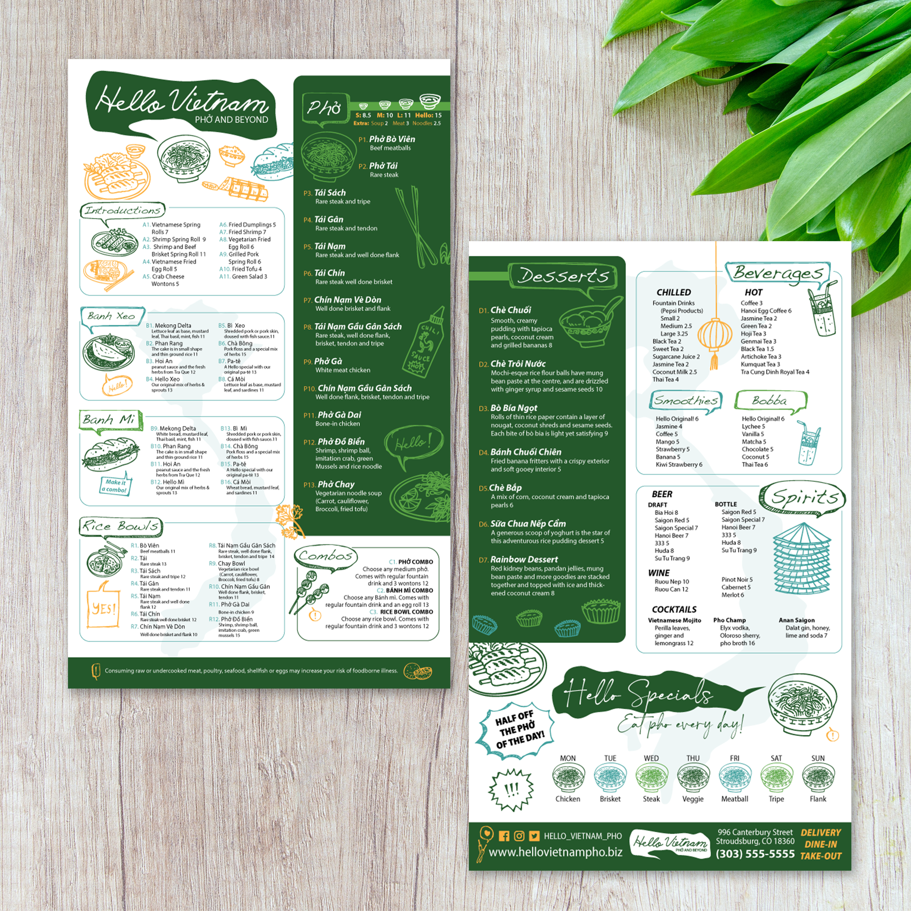 Hello Vietnam Menu Template 8.5" x 14" - TerraSlate Inc.