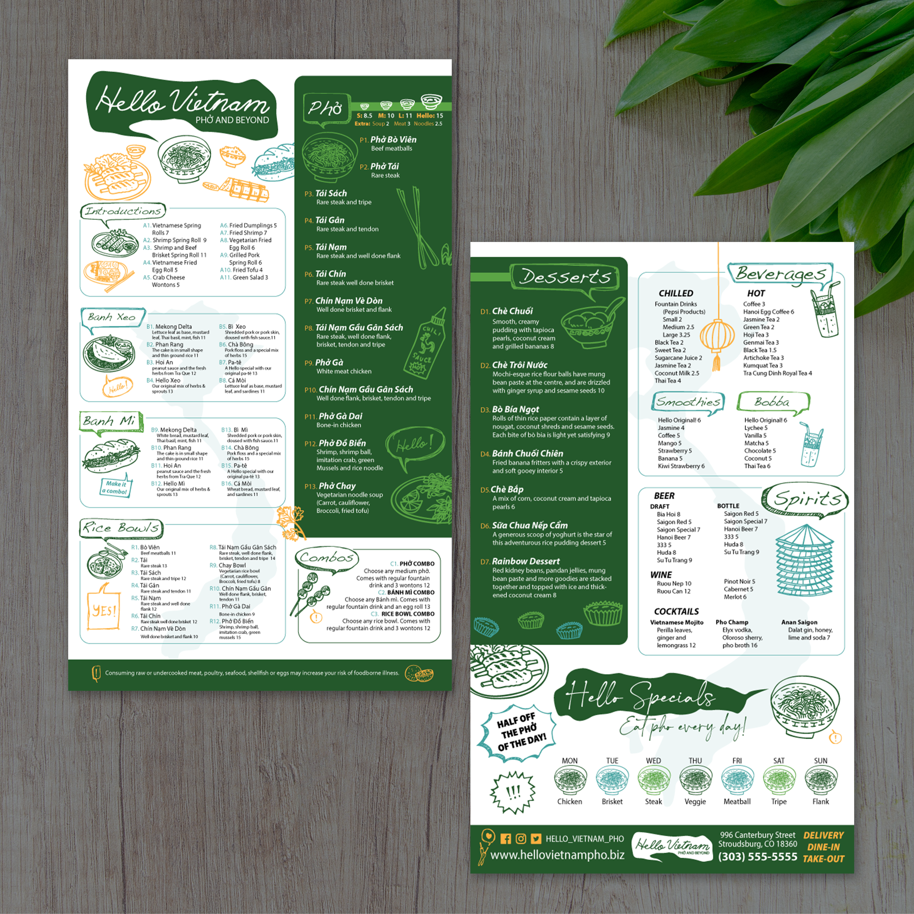Hello Vietnam Menu Template 8.5" x 14" - TerraSlate Inc.