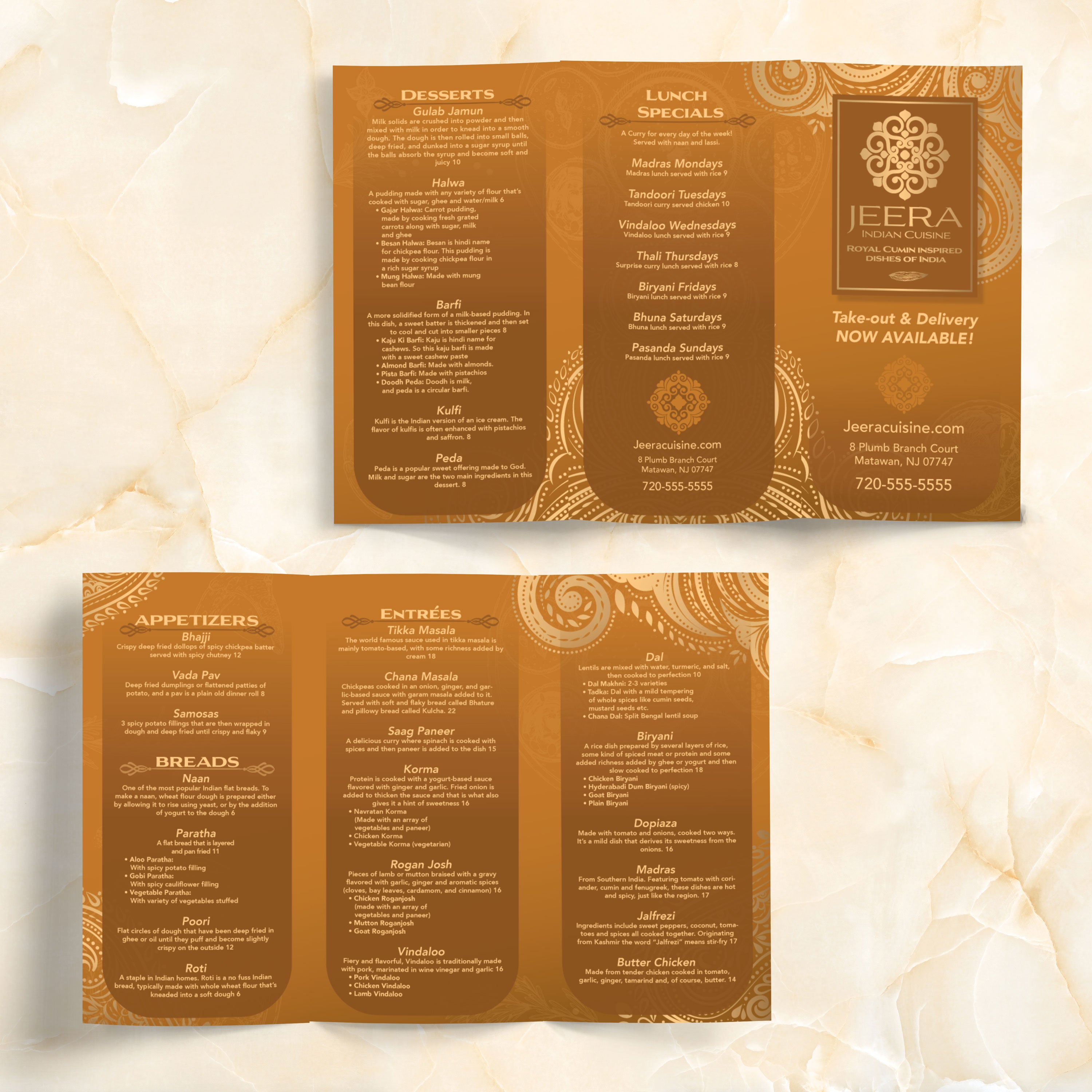 Jeera Indian Template 11" x 17" Trifold - TerraSlate Inc.