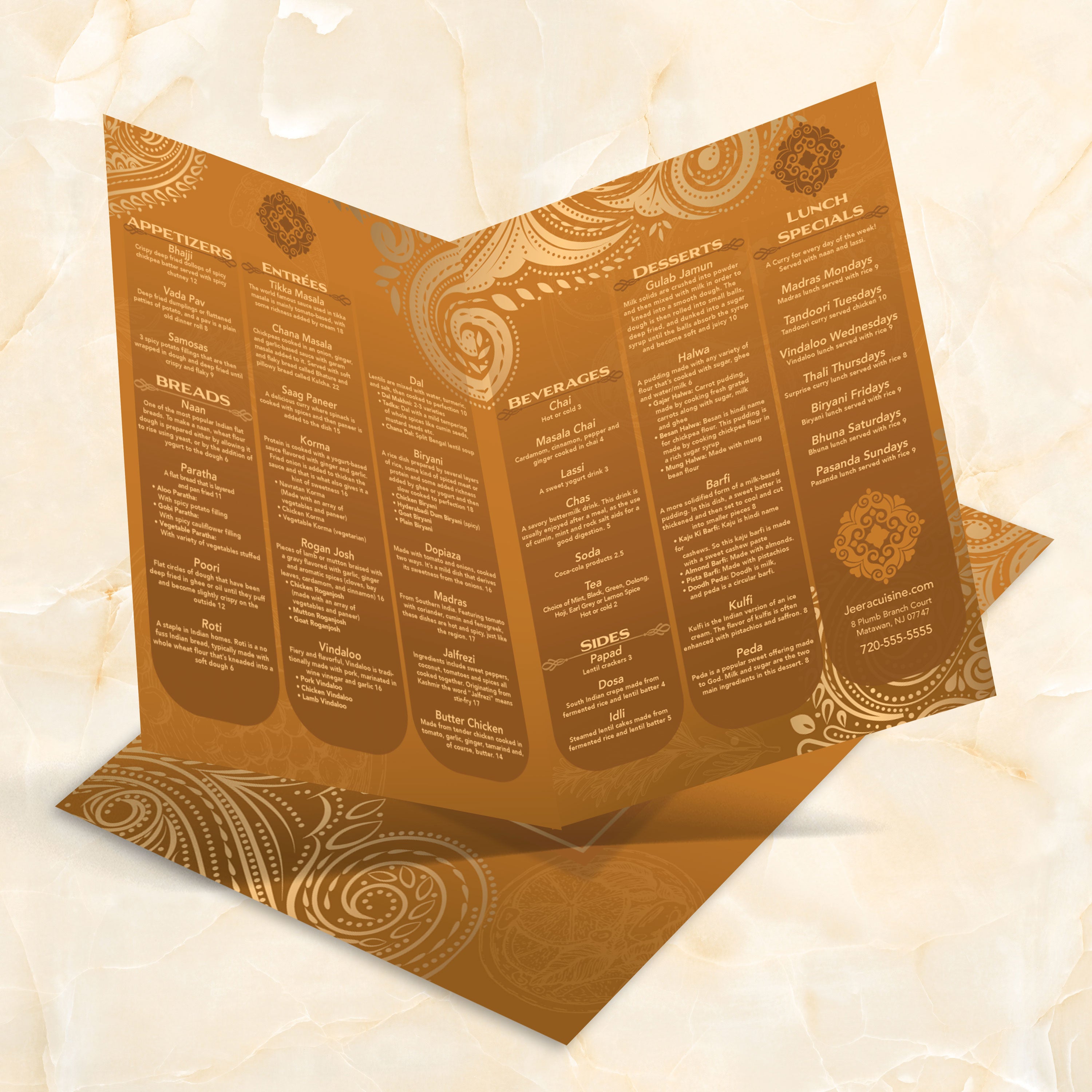 Jeera Indian Template 12" x 18" Bifold - TerraSlate Inc.