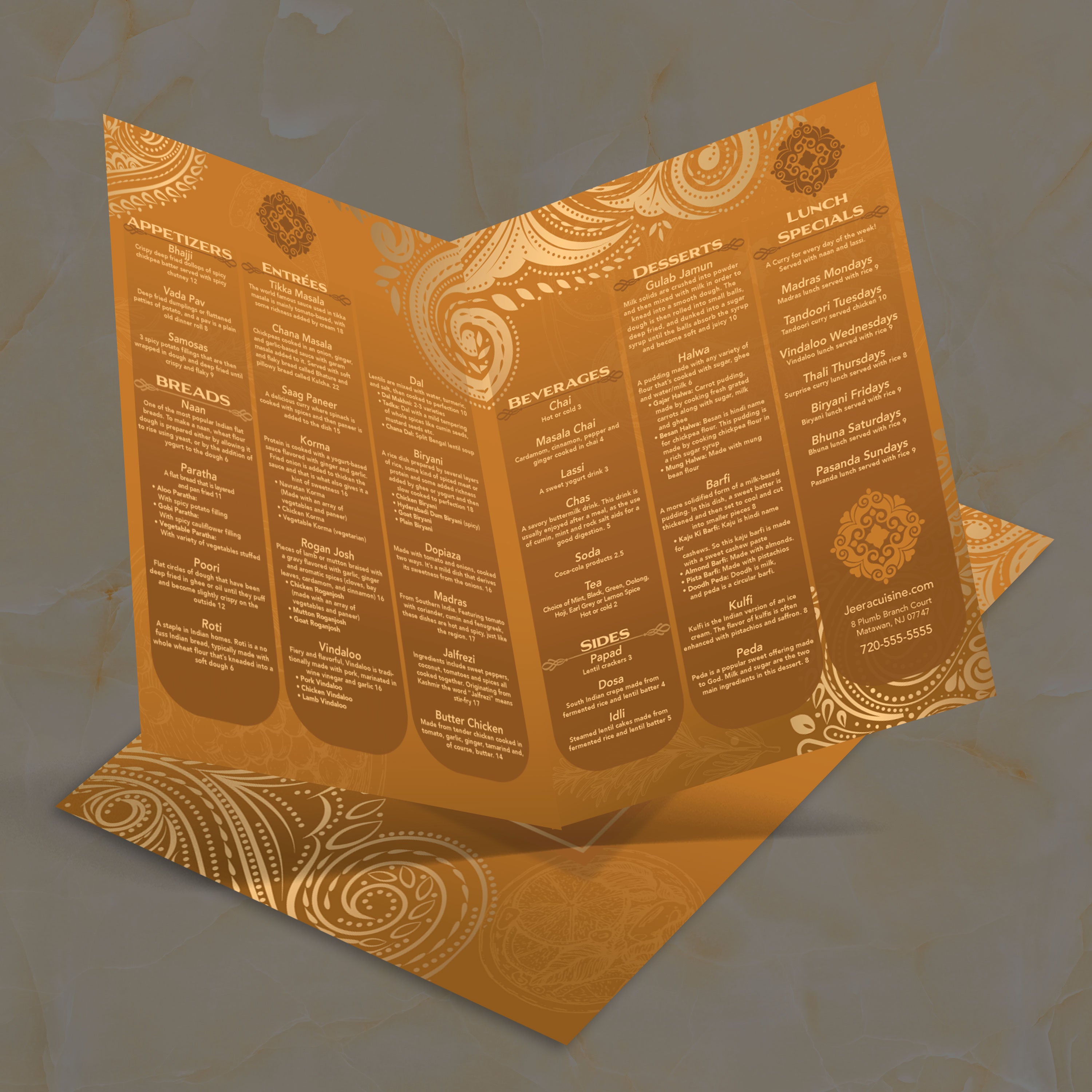 Jeera Indian Template 12" x 18" Bifold - TerraSlate Inc.