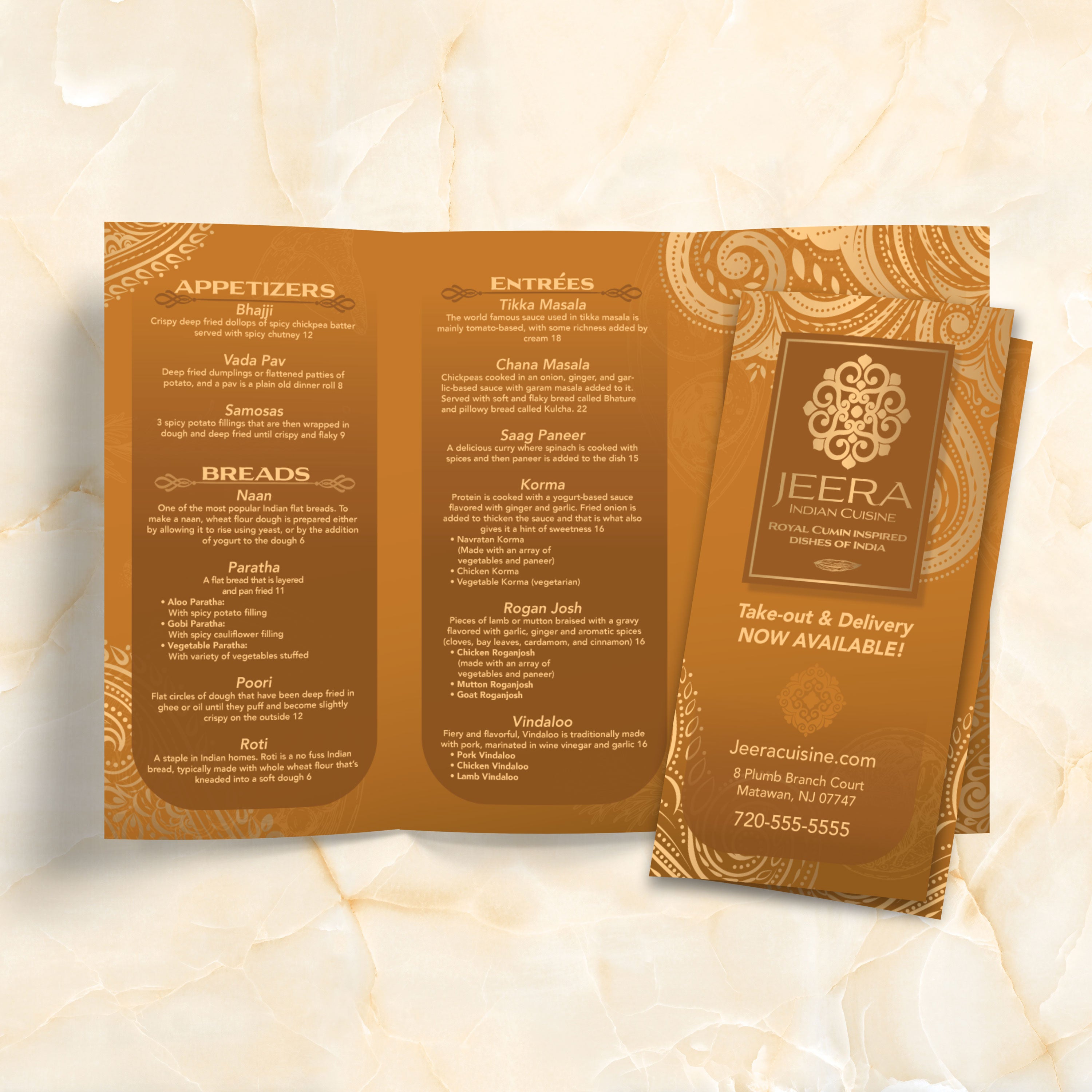 Jeera Indian Template 12" x 18" Trifold - TerraSlate Inc.