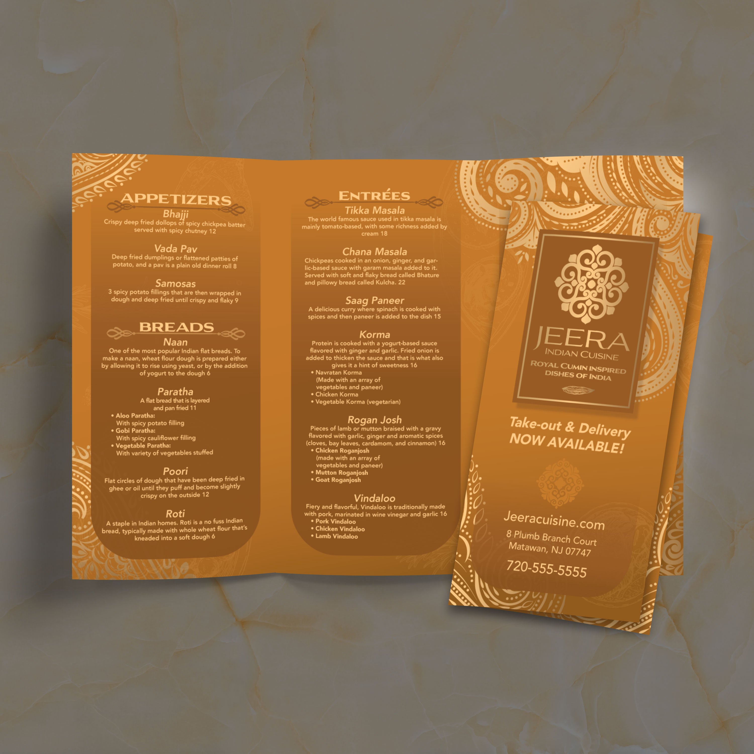 Jeera Indian Template 12" x 18" Trifold - TerraSlate Inc.