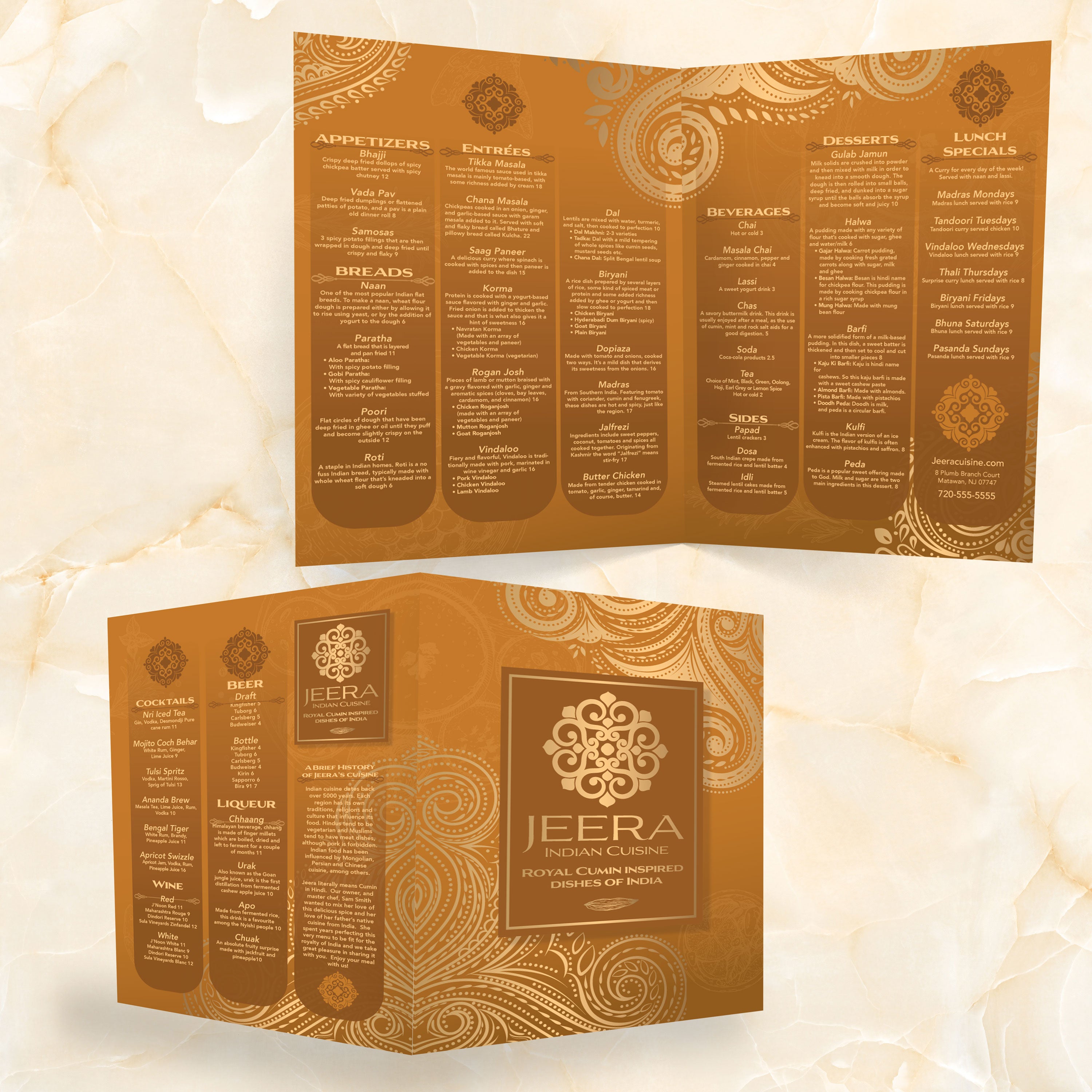 Jeera Indian Template 13" x 19" Bifold - TerraSlate Inc.