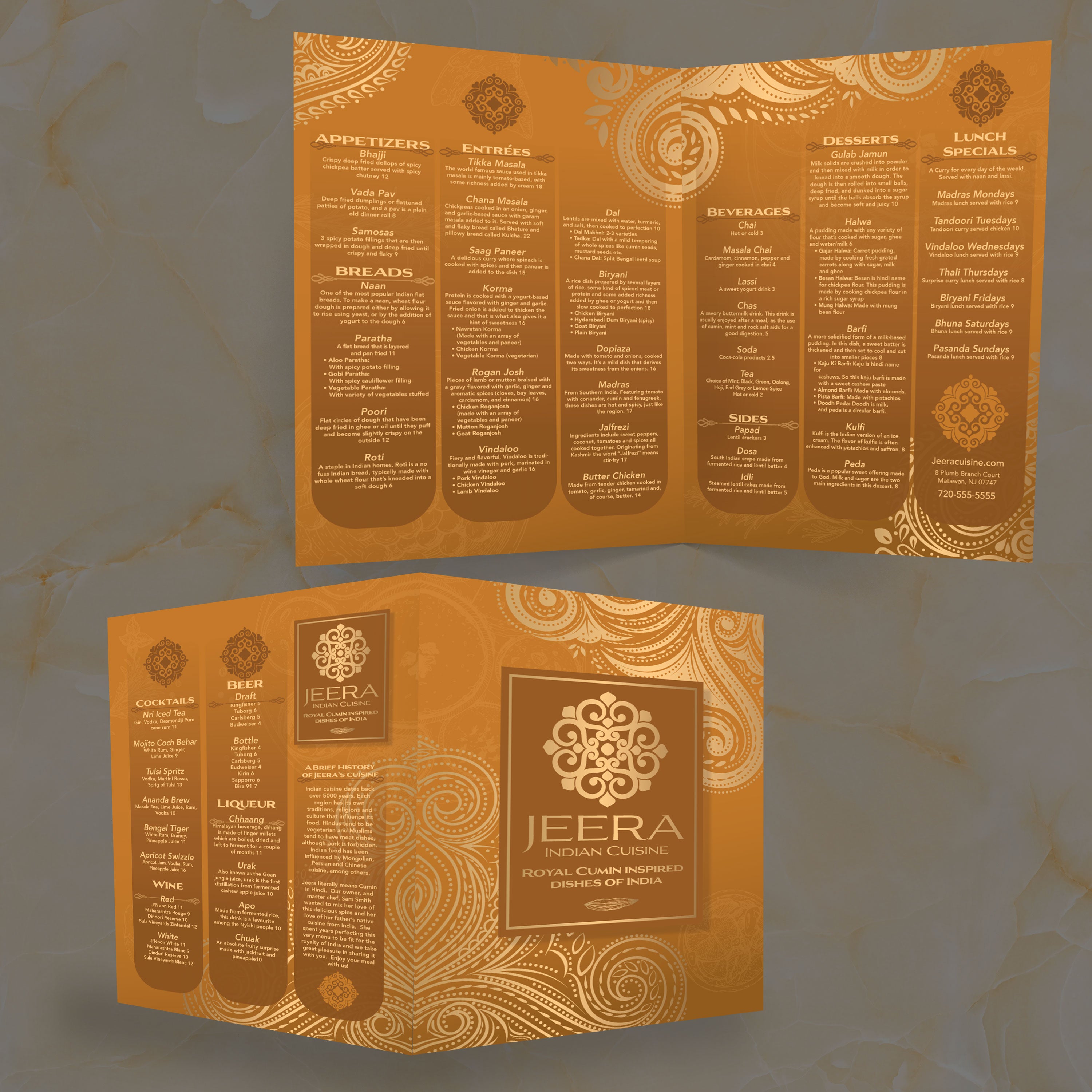 Jeera Indian Template 13" x 19" Bifold - TerraSlate Inc.