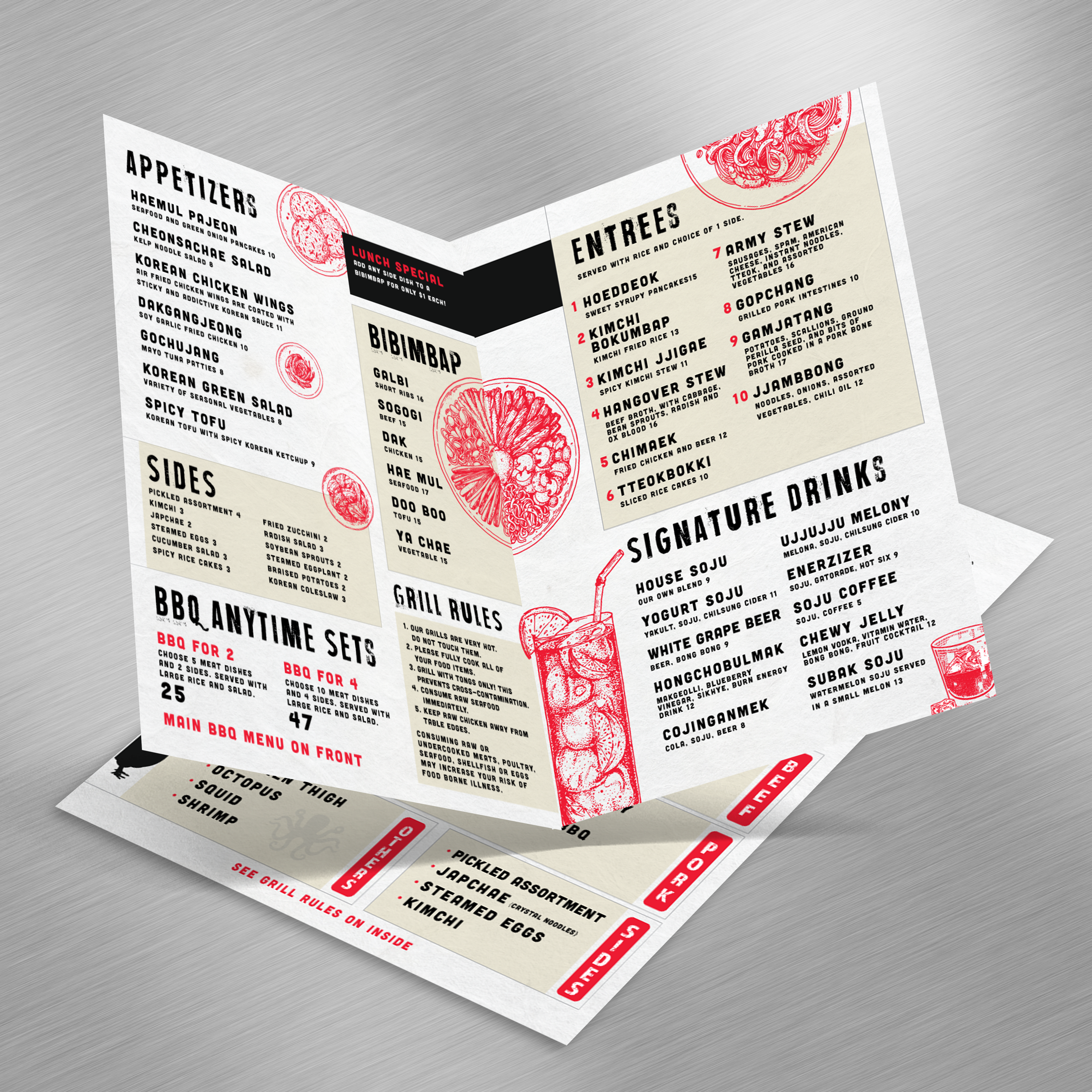 Korean BBQ Template 12" x 18" Bifold - TerraSlate Inc.