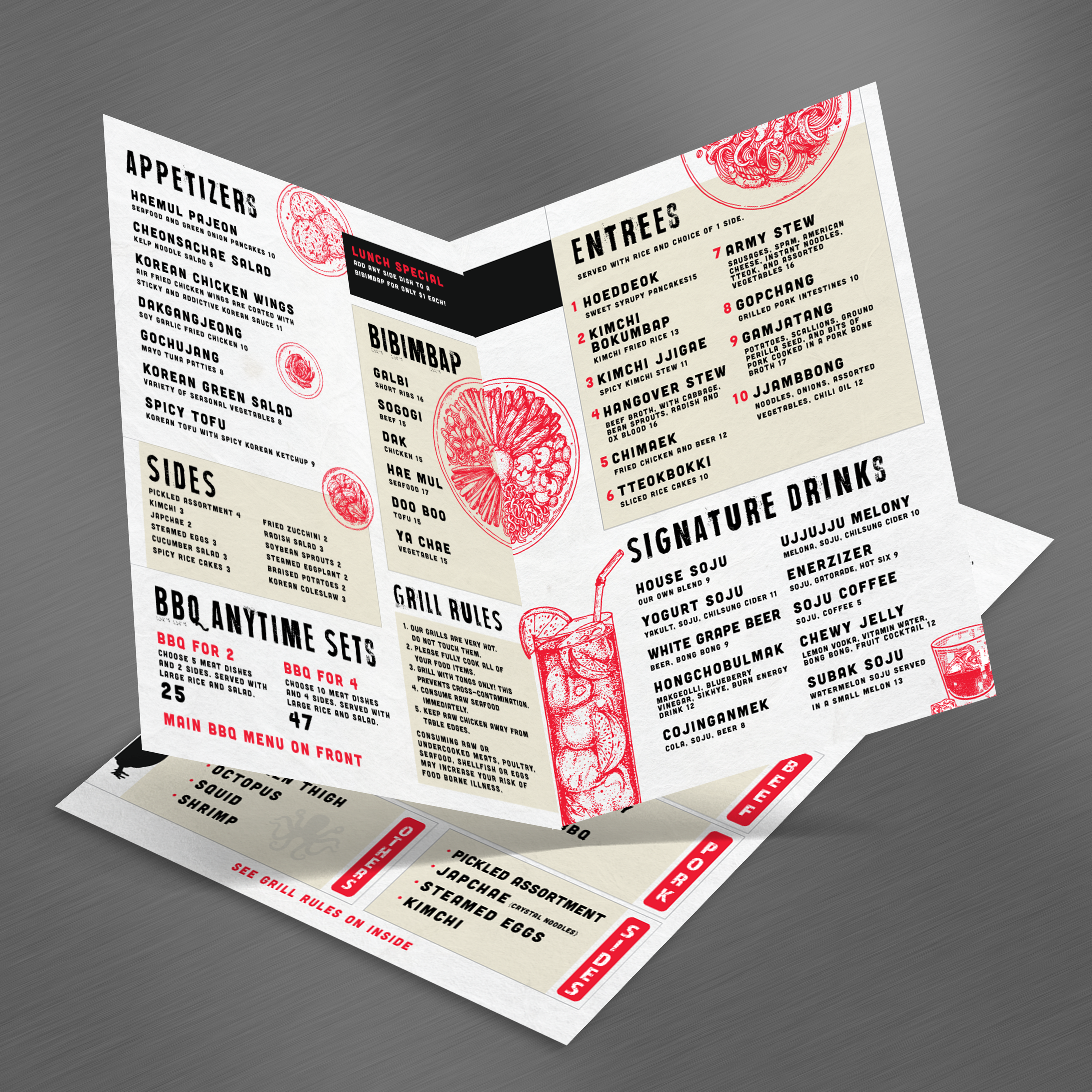 Korean BBQ Template 12" x 18" Bifold - TerraSlate Inc.