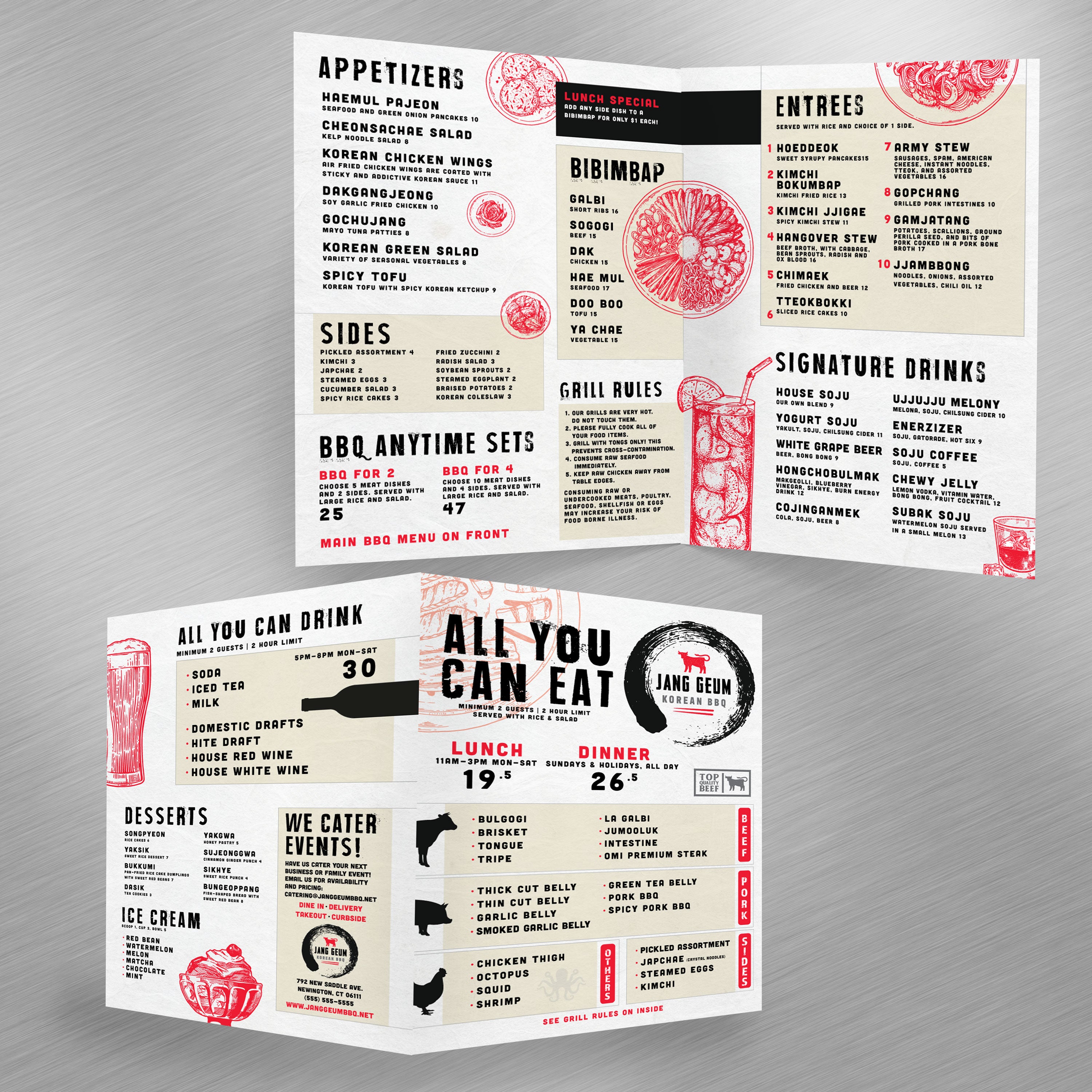 Korean BBQ Template 13" x 19" Bifold - TerraSlate Inc.