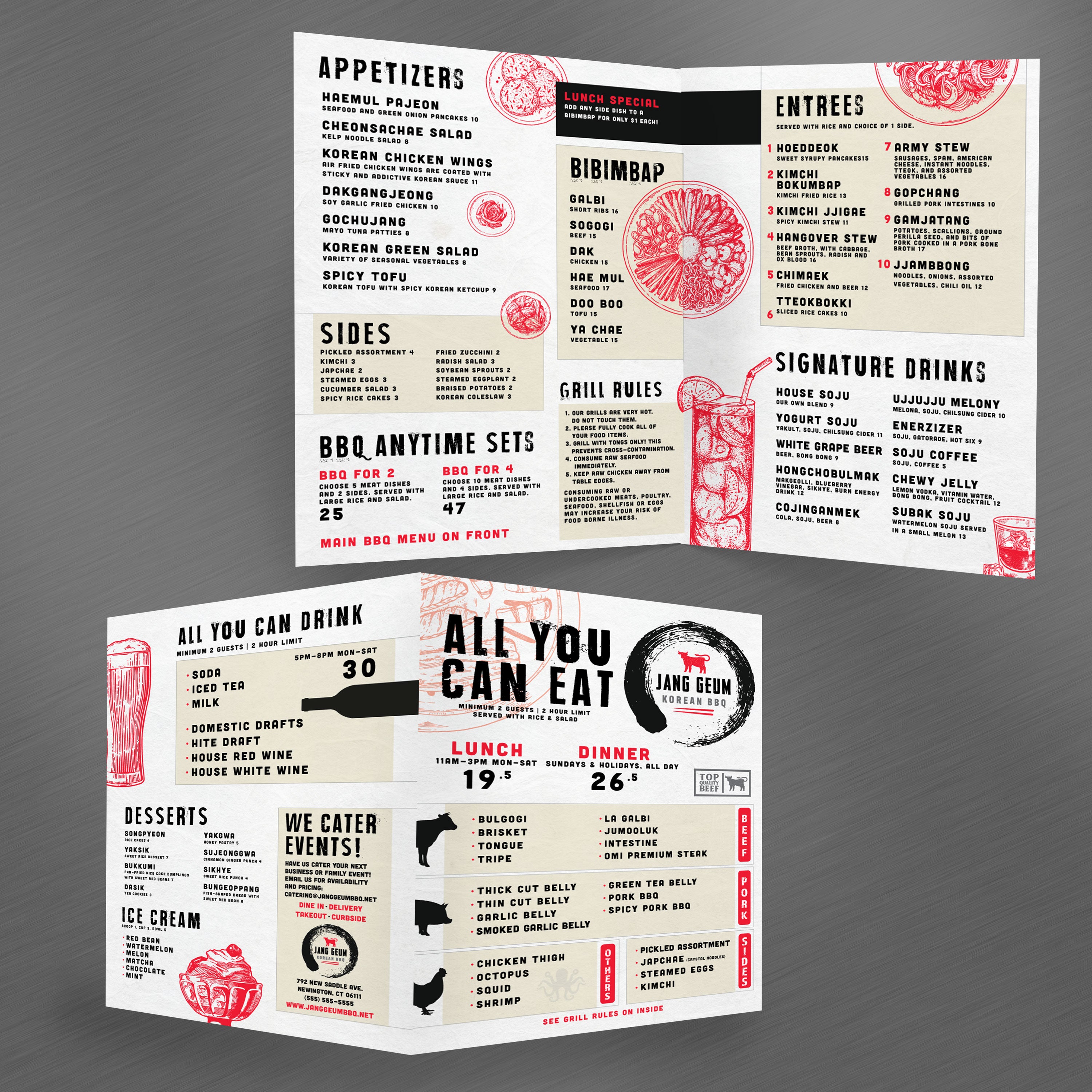 Korean BBQ Template 13" x 19" Bifold - TerraSlate Inc.