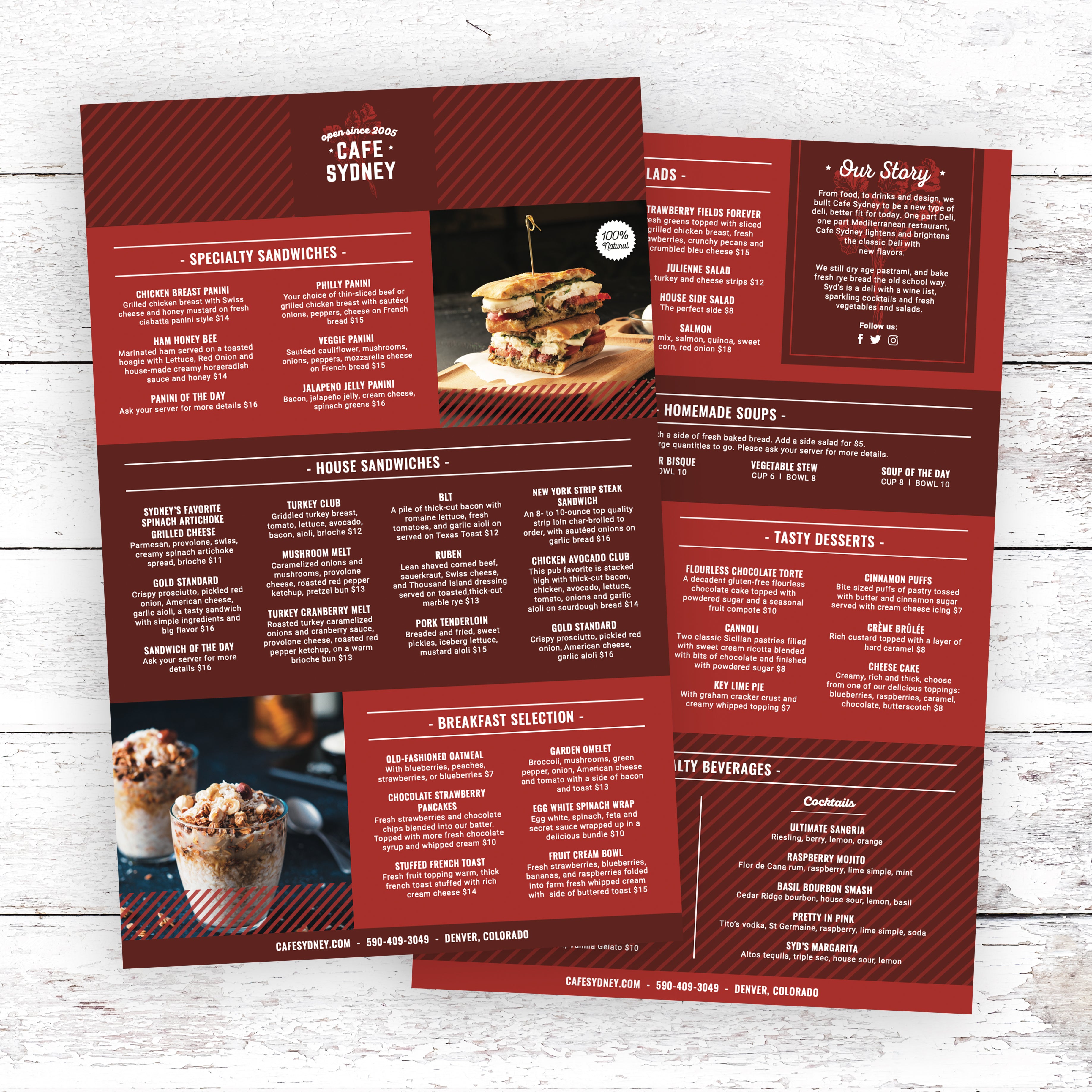 Modern Cafe Menu Template 11" x 17" - TerraSlate Inc.