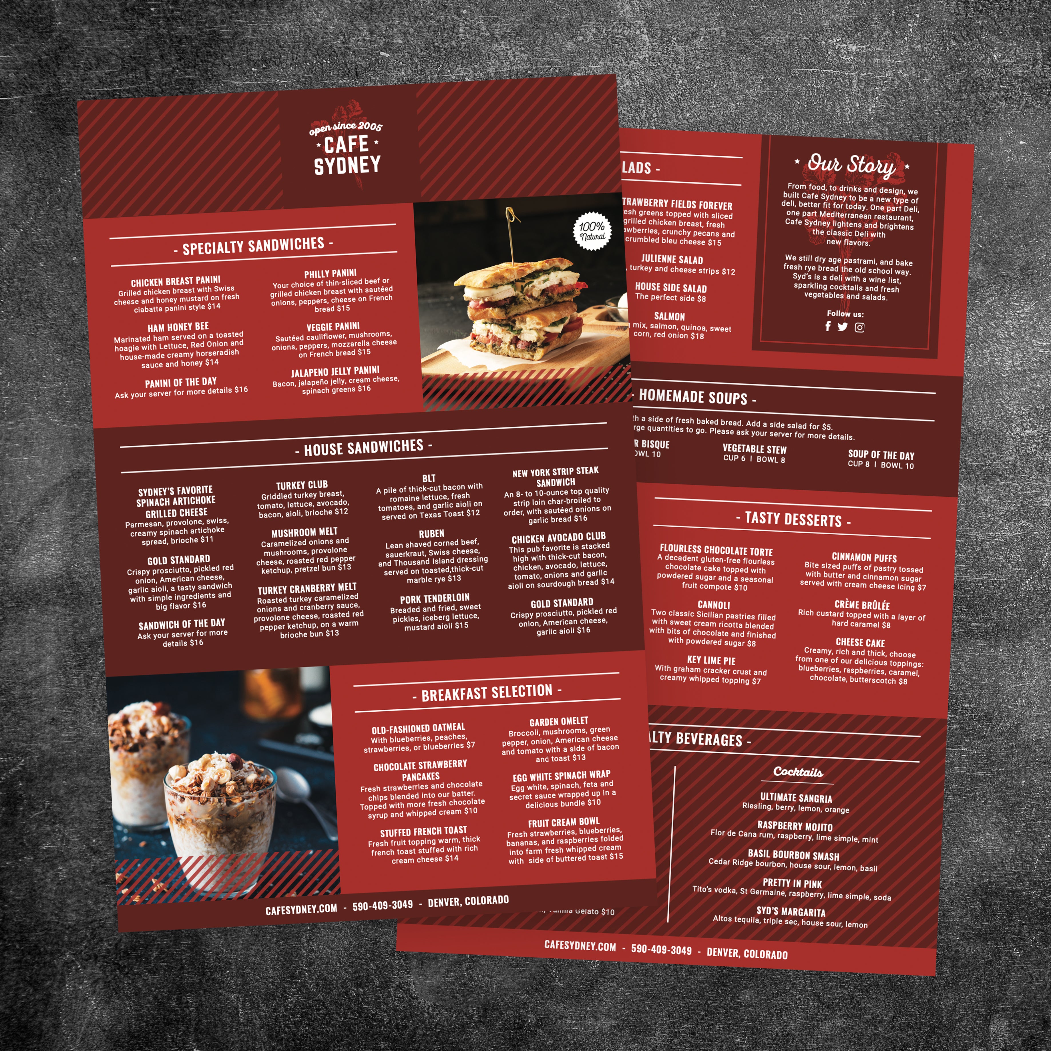 Modern Cafe Menu Template 11" x 17" - TerraSlate Inc.
