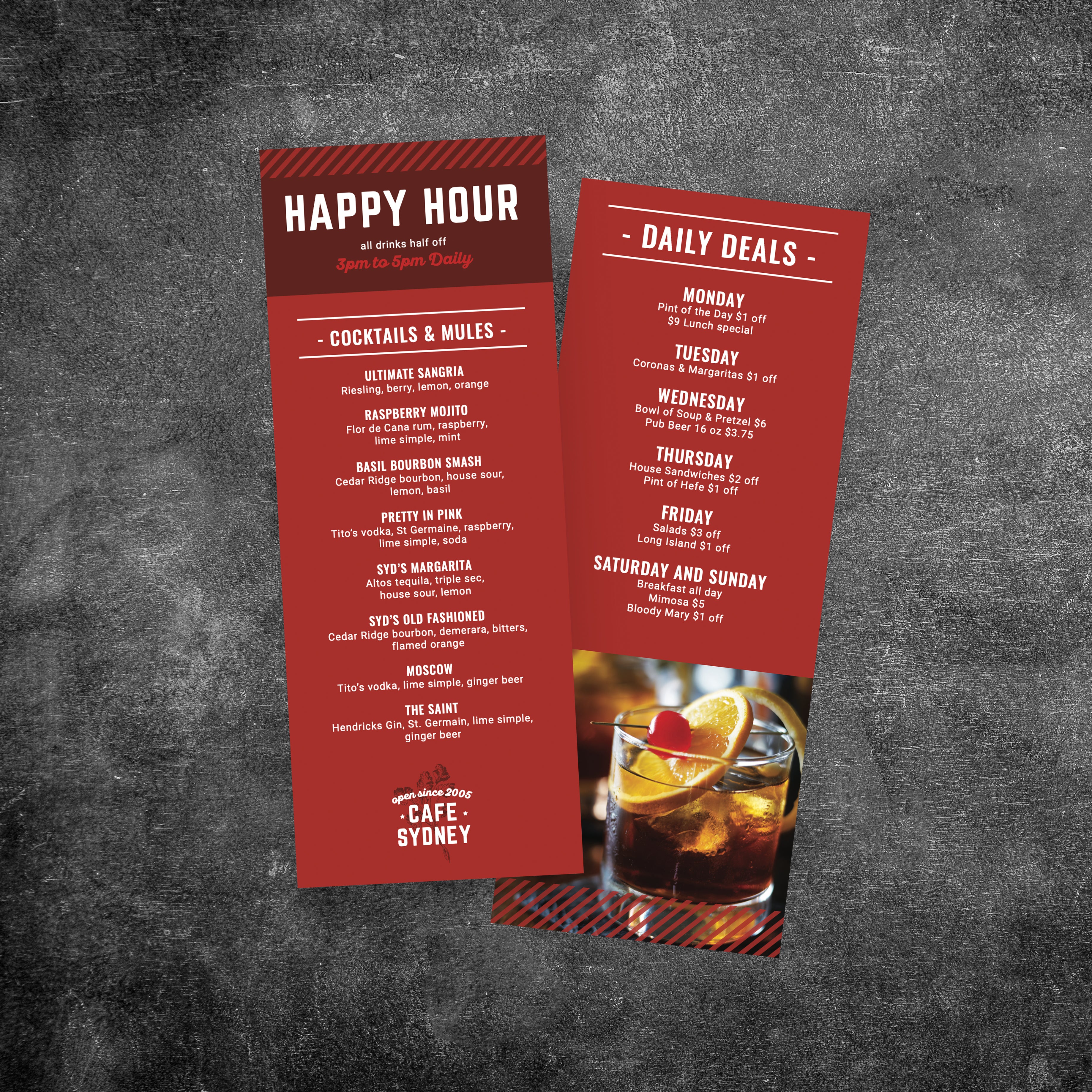 Modern Cafe Menu Template 4.25" x 11" - TerraSlate Inc.