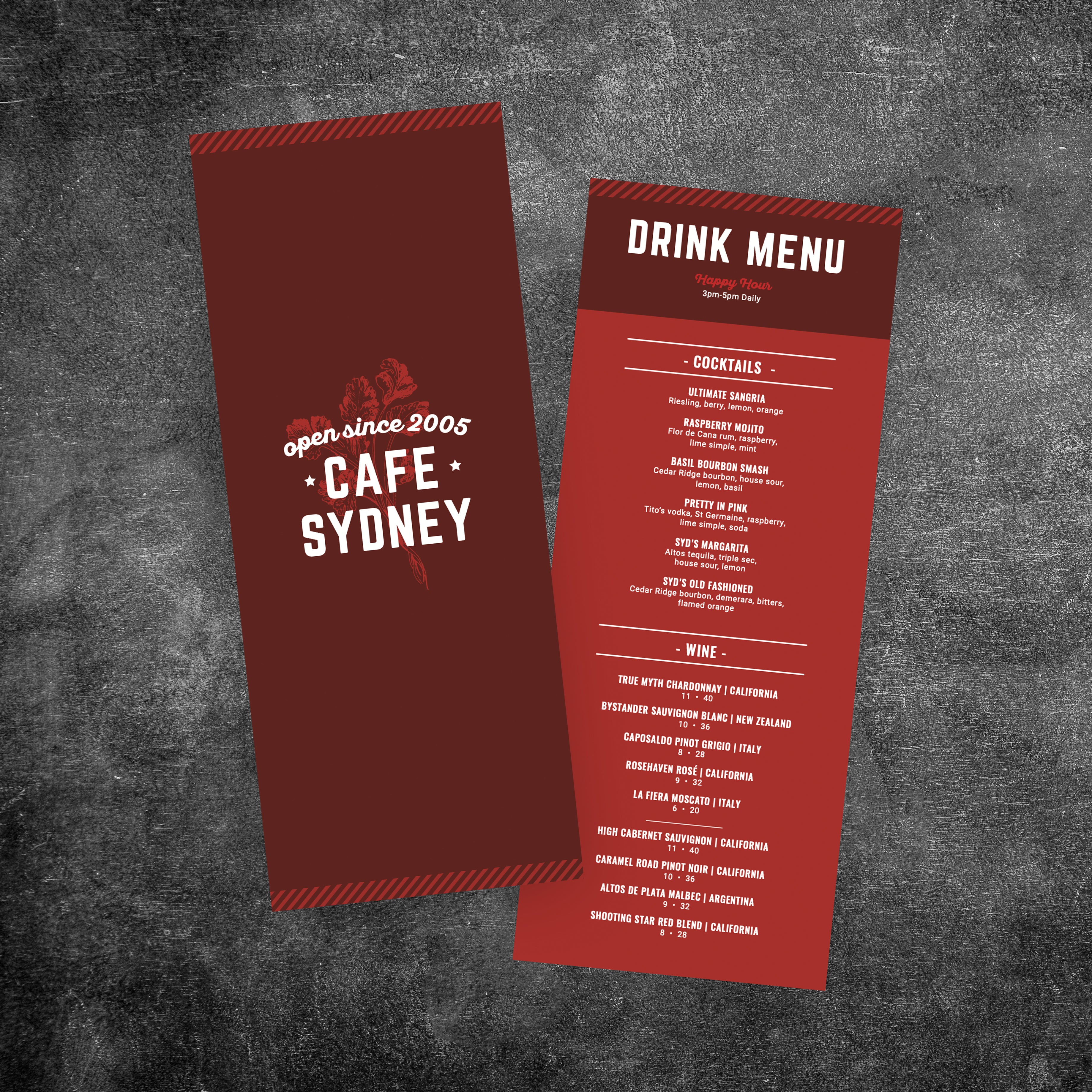 Modern Cafe Menu Template 6" x 15" - TerraSlate Inc.