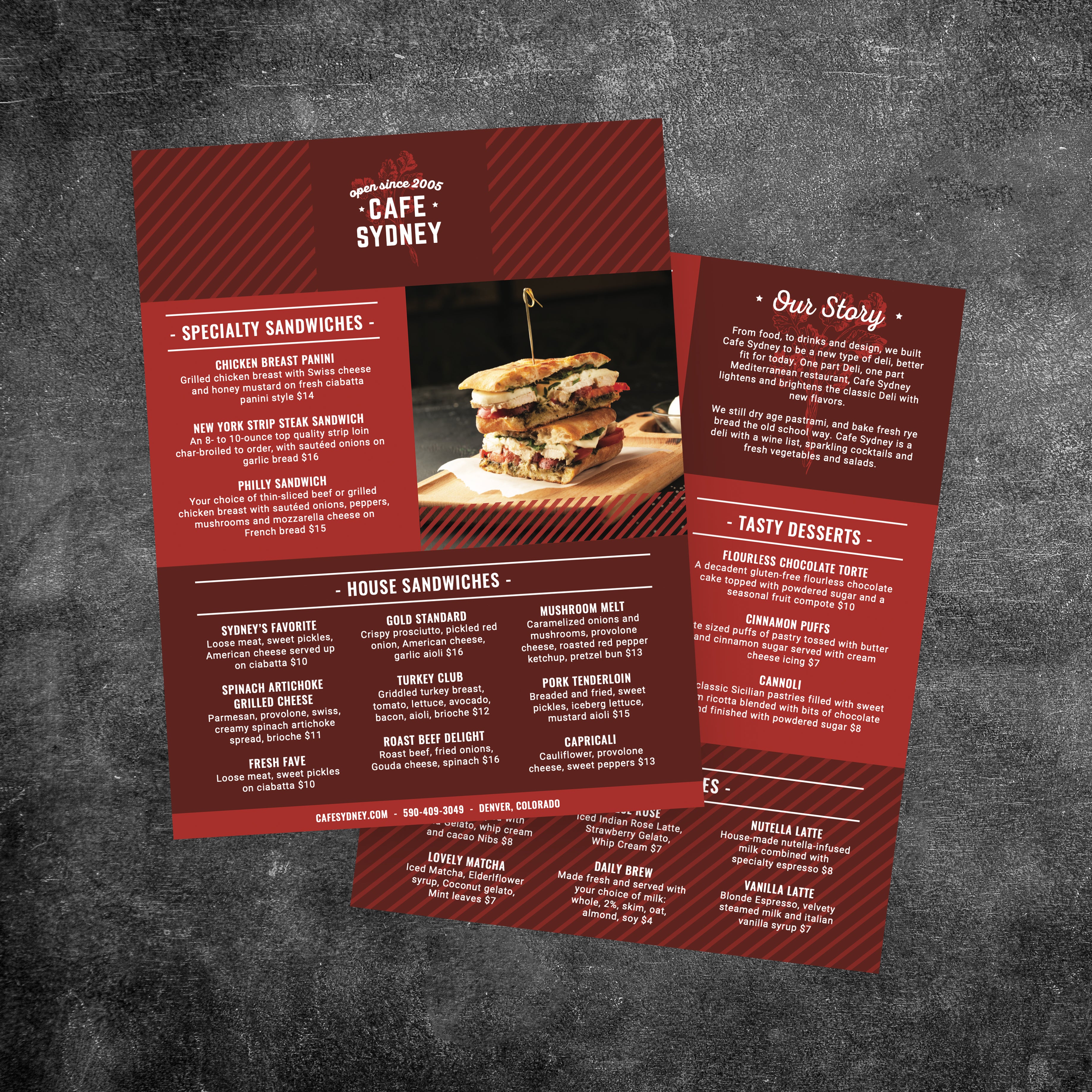 Modern Cafe Menu Template 8.5" x 11" - TerraSlate Inc.