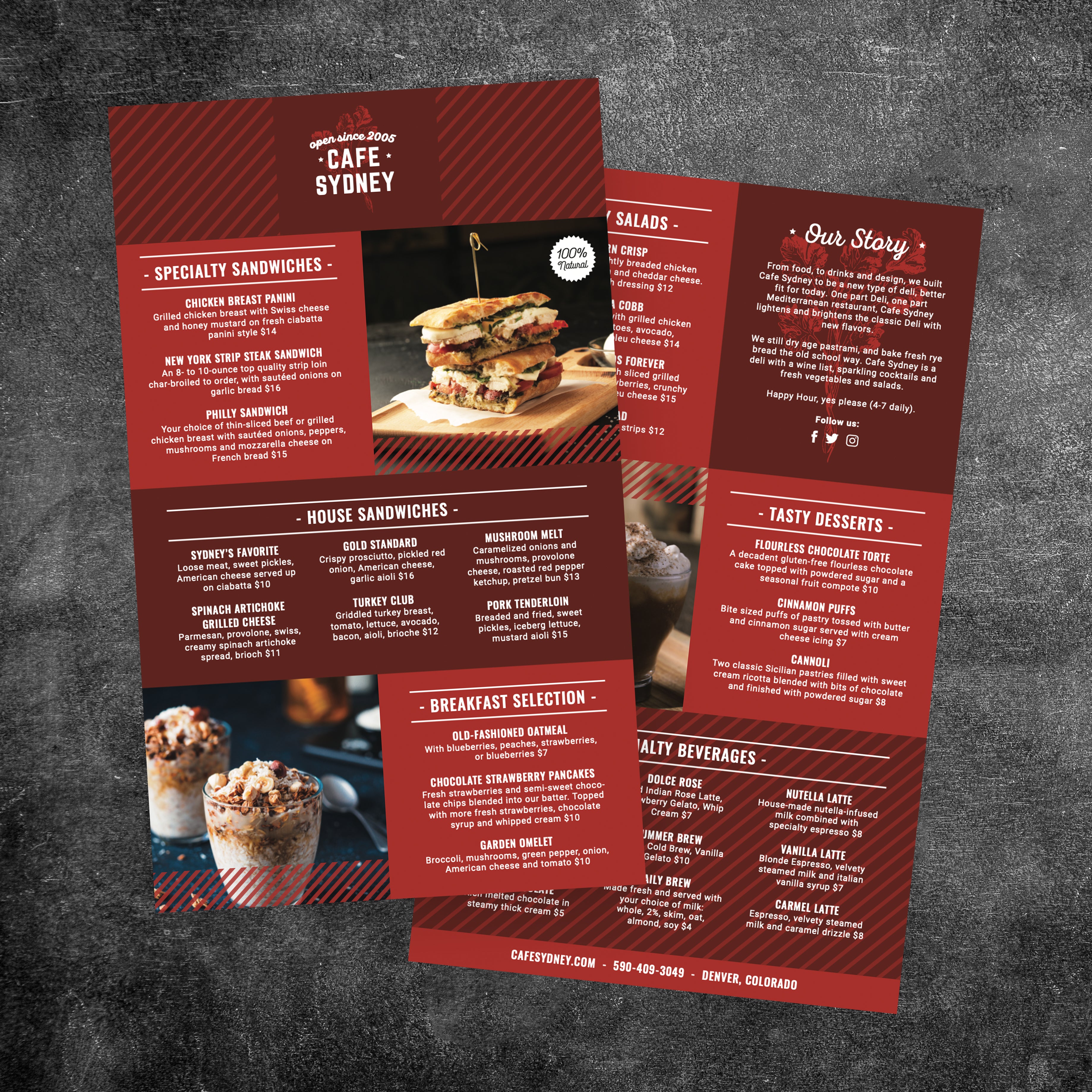 Modern Cafe Menu Template 8.5" x 14" - TerraSlate Inc.