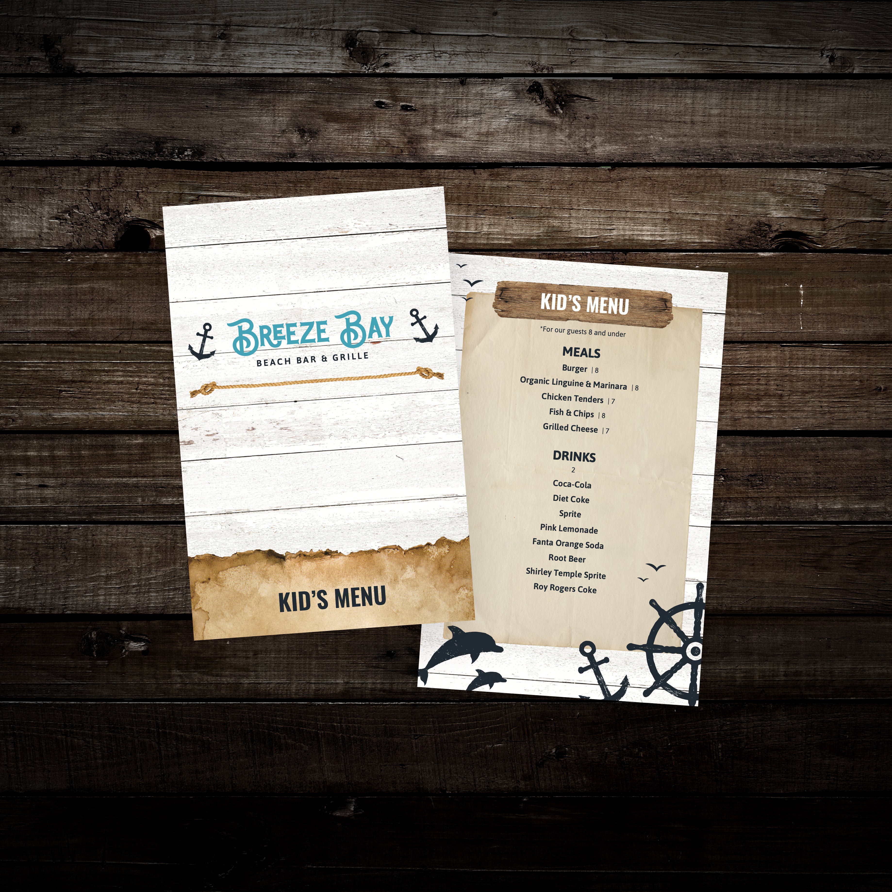 Beach Bar & Grille Menu Template 5.5" x 8.5" - TerraSlate Inc.