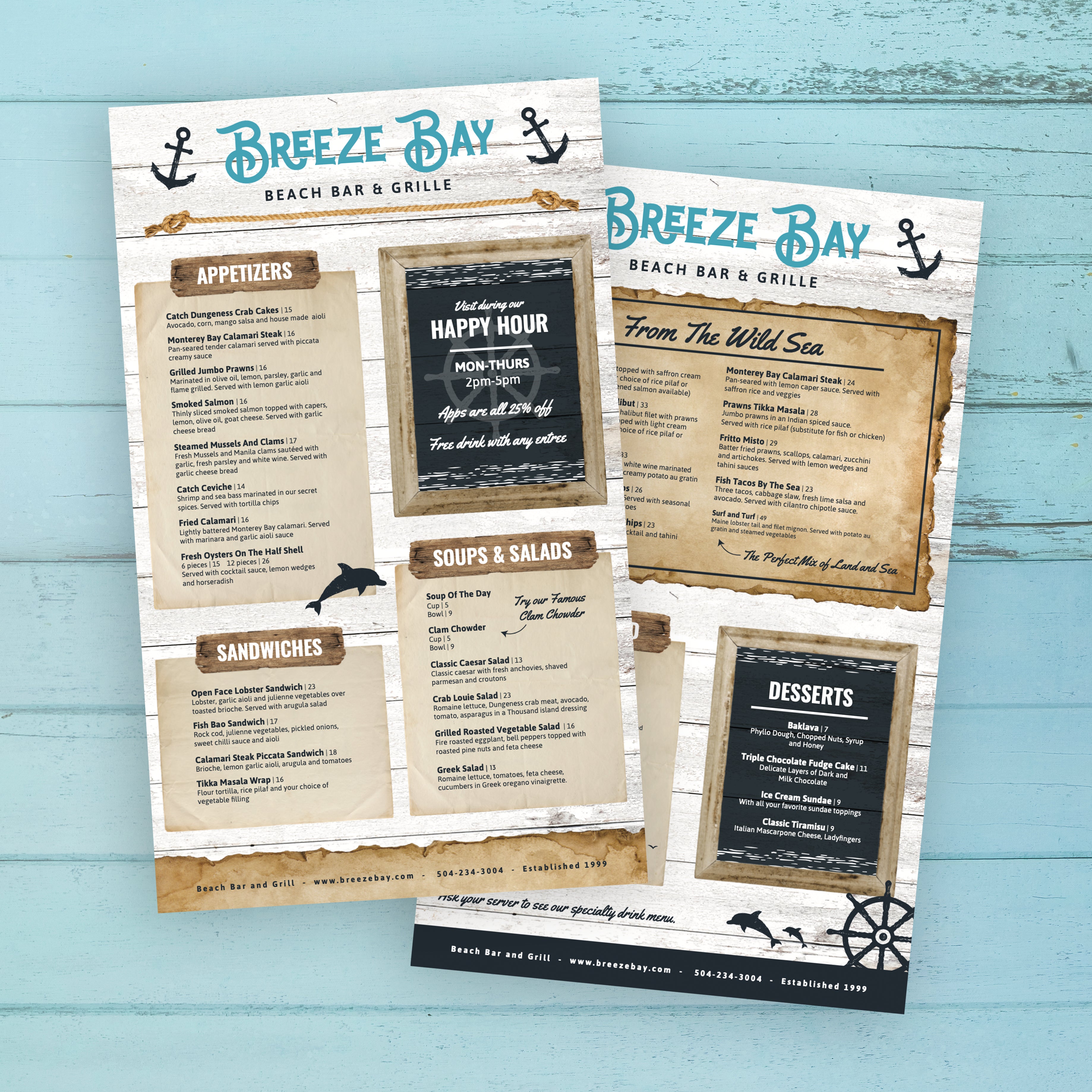 Beach Bar & Grille Menu Template 8.5" x 14" - TerraSlate Inc.