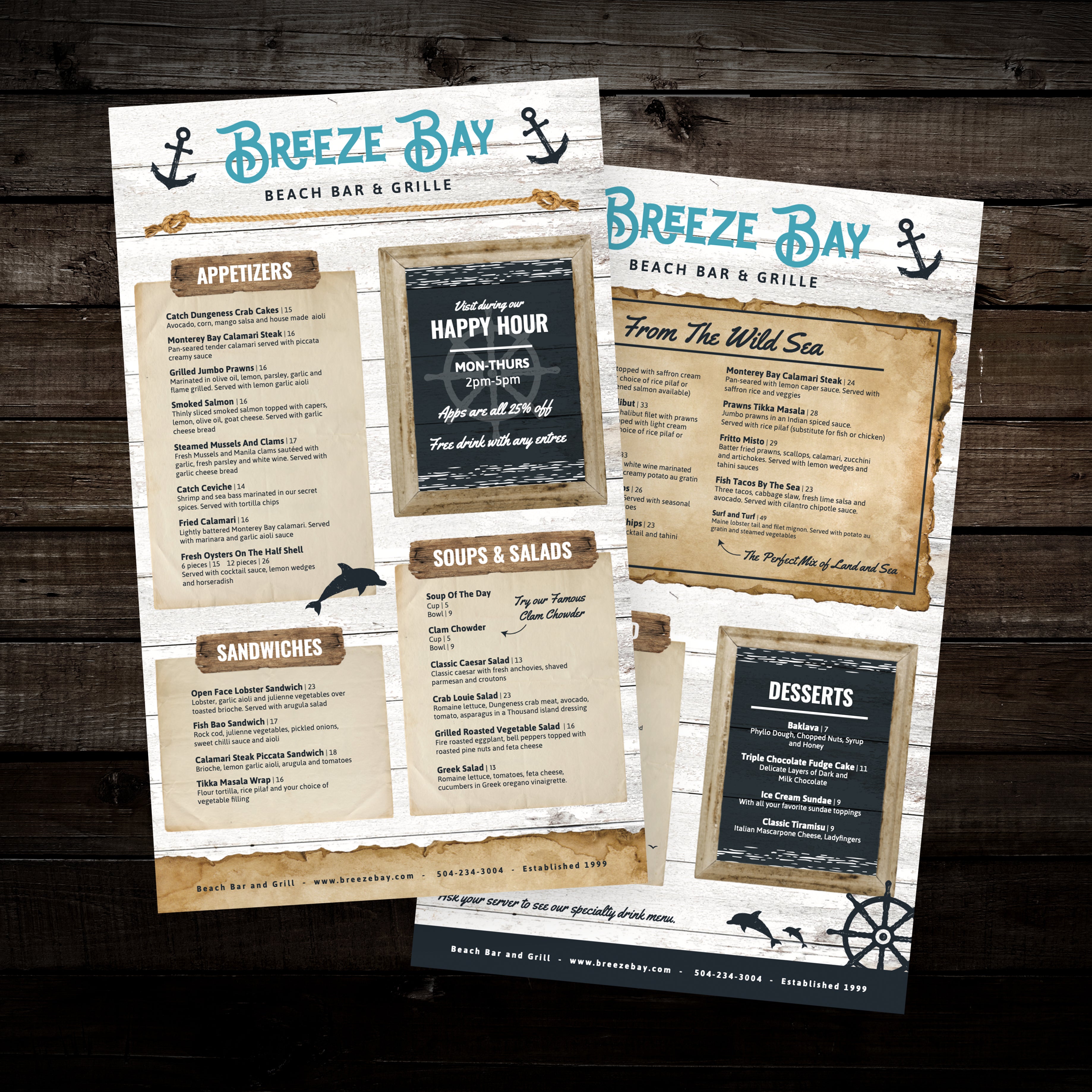 Beach Bar & Grille Menu Template 8.5" x 14" - TerraSlate Inc.