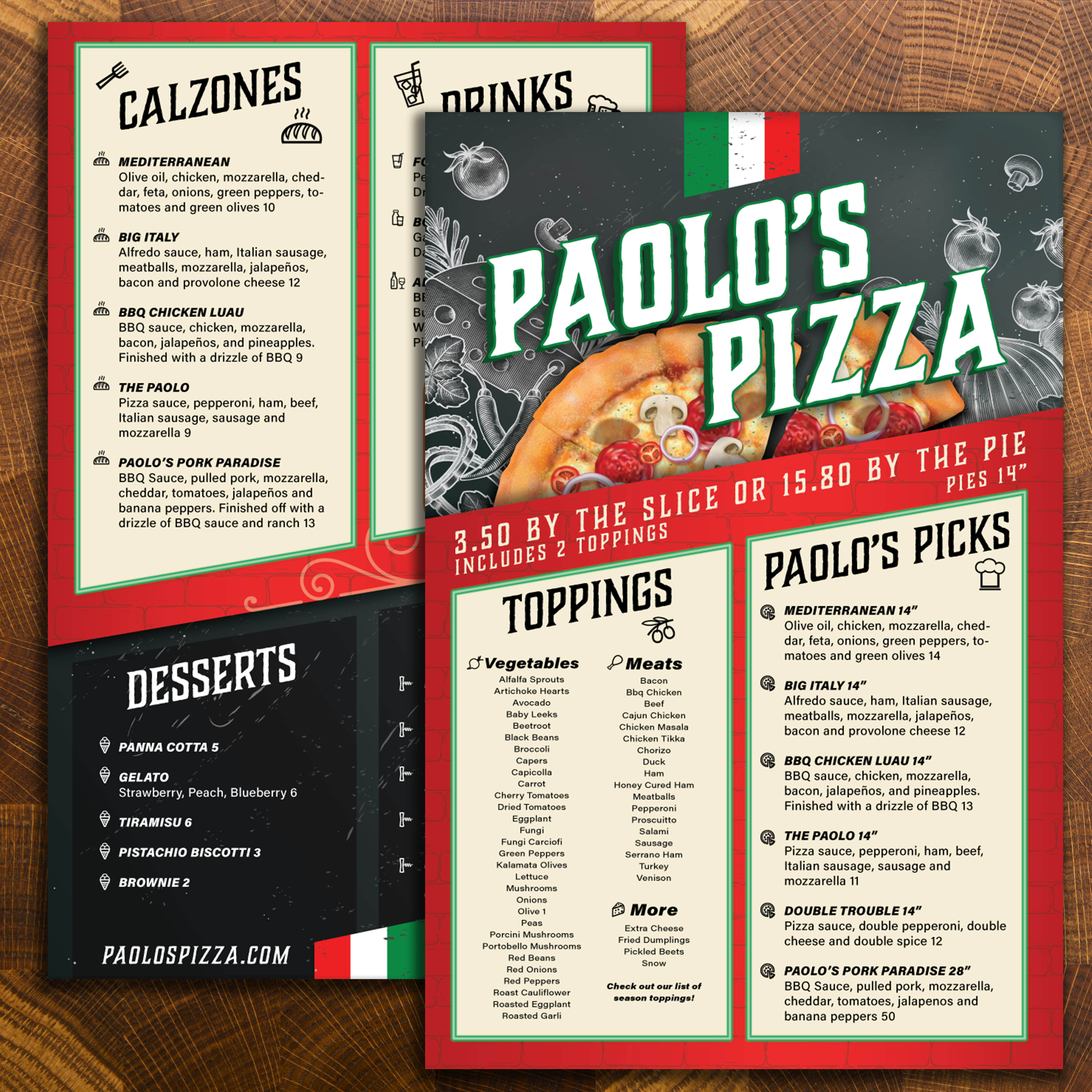 Paolo's Pizza Template 12" x 18" - TerraSlate Inc.