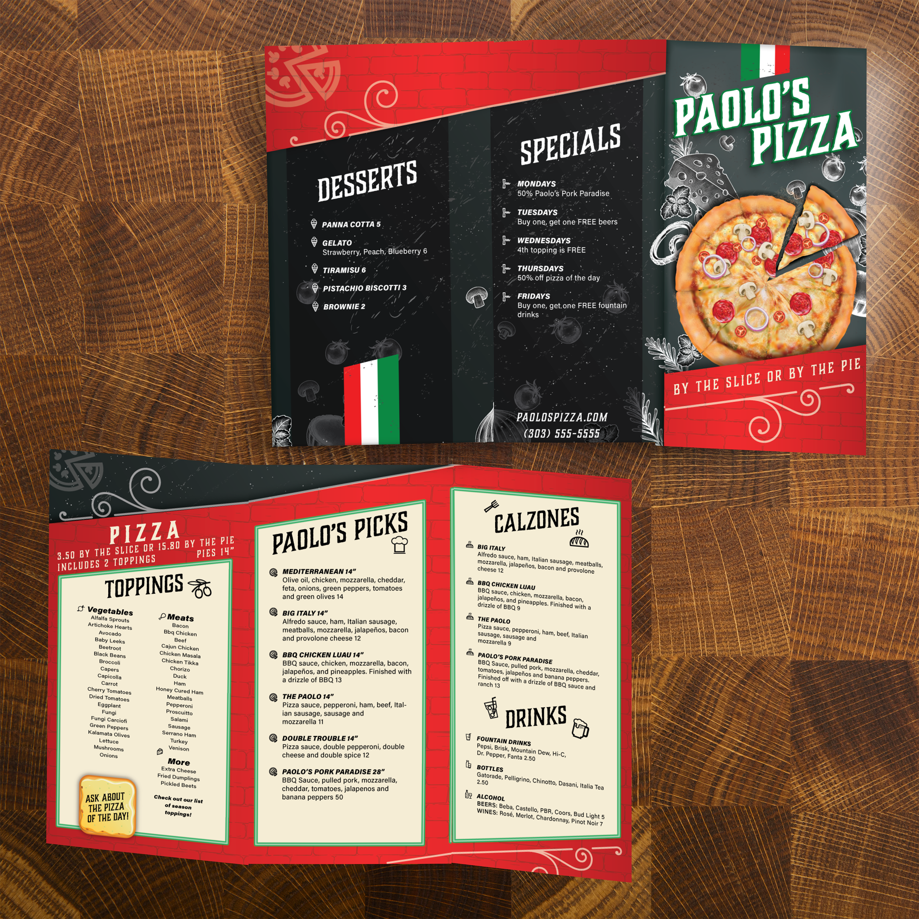 Paolo's Pizza Template 12" x 18" Trifold - TerraSlate Inc.