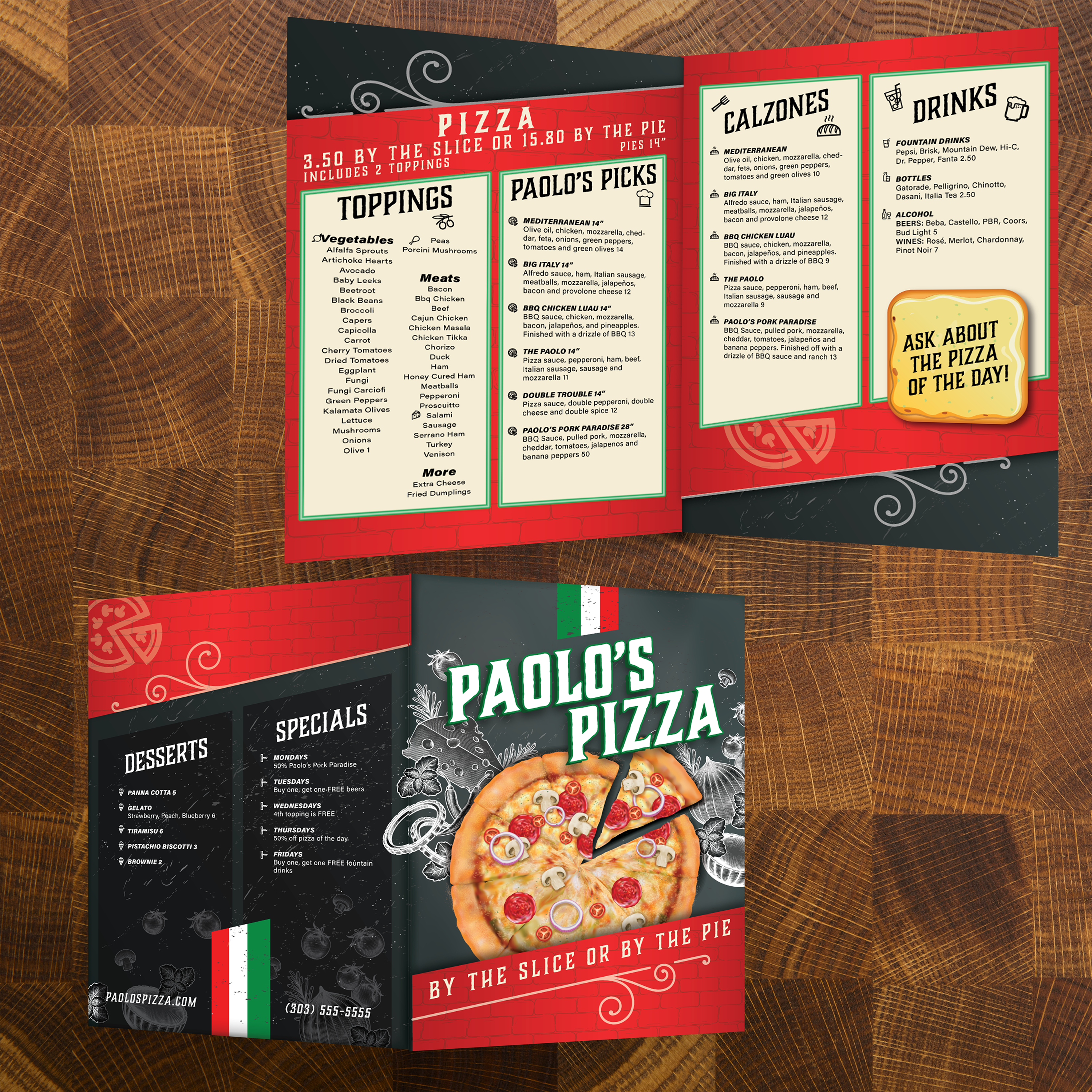 Paolo's Pizza Template 13" x 19" Bifold - TerraSlate Inc.