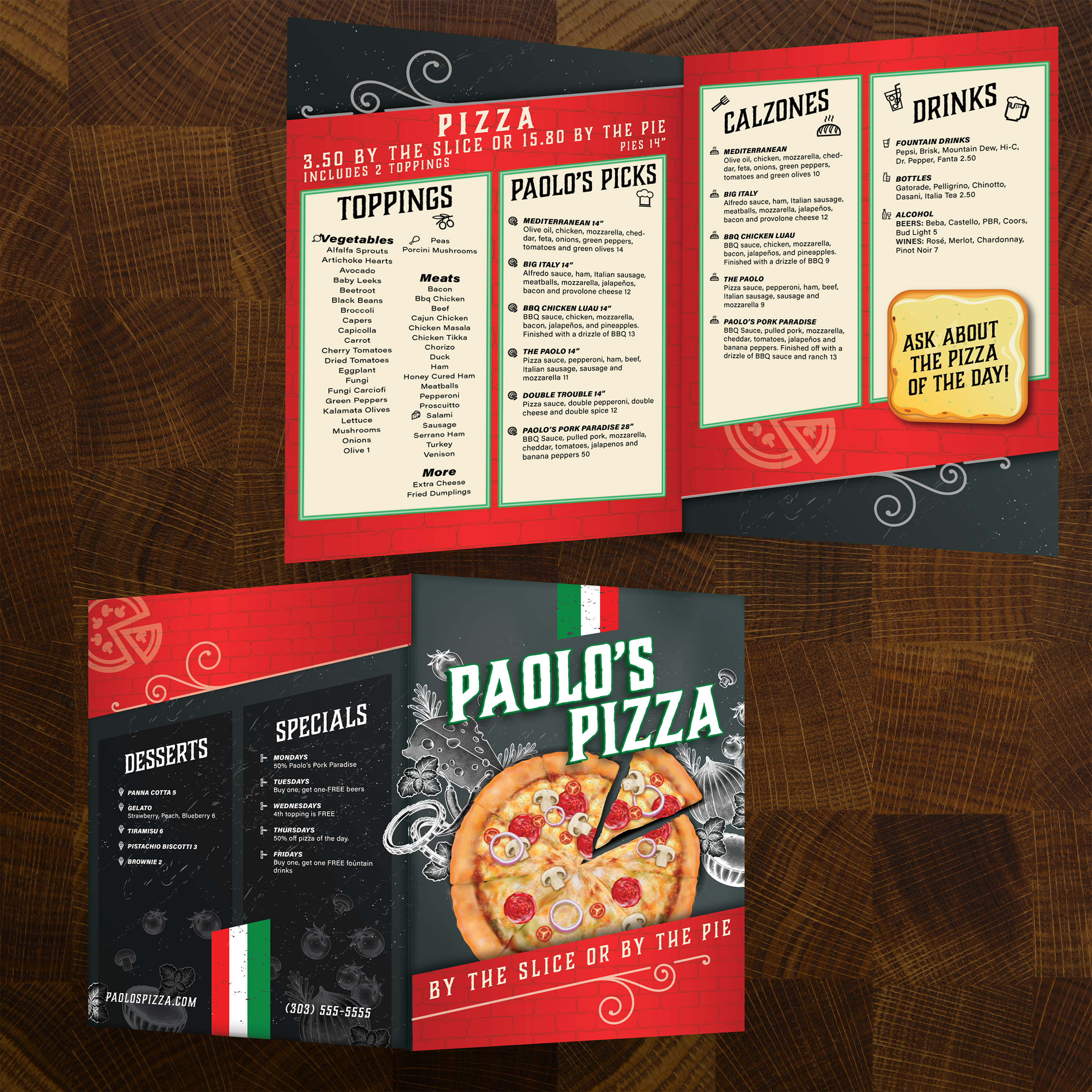 Paolo's Pizza Template 13" x 19" Bifold - TerraSlate Inc.