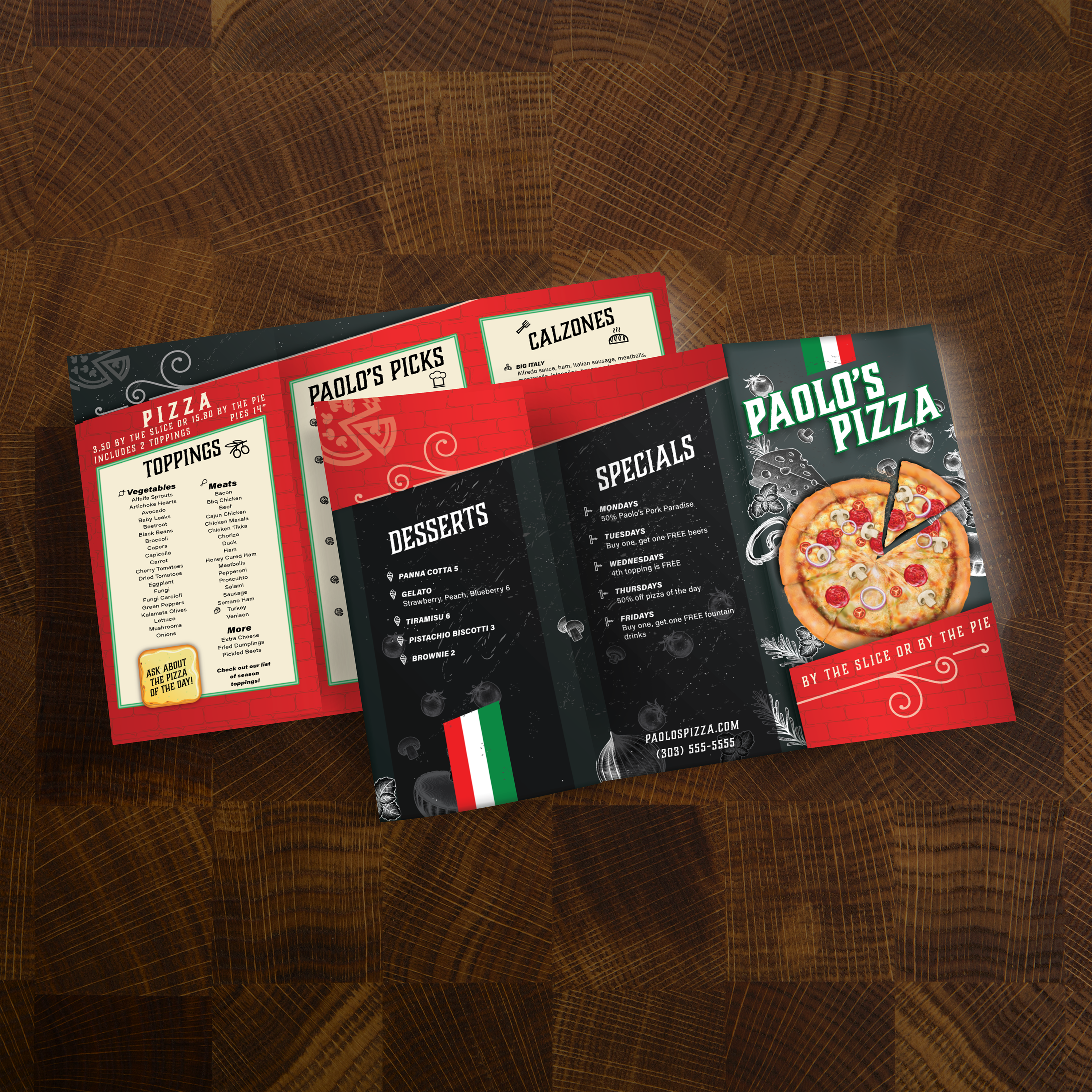 Paolo's Pizza Template 13" x 19" Trifold - TerraSlate Inc.