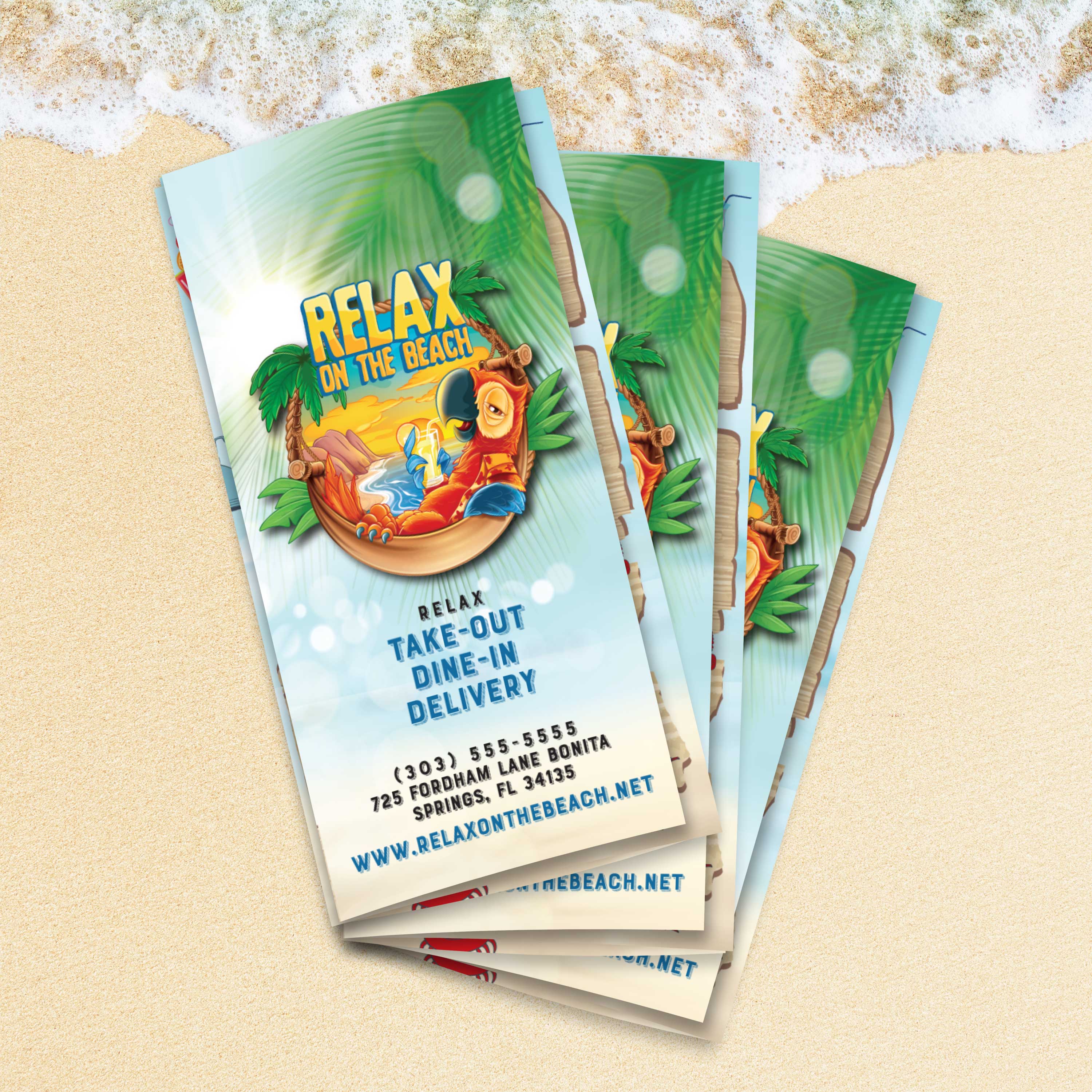 Beach Menu Template 13" x 19" Trifold - TerraSlate Inc.