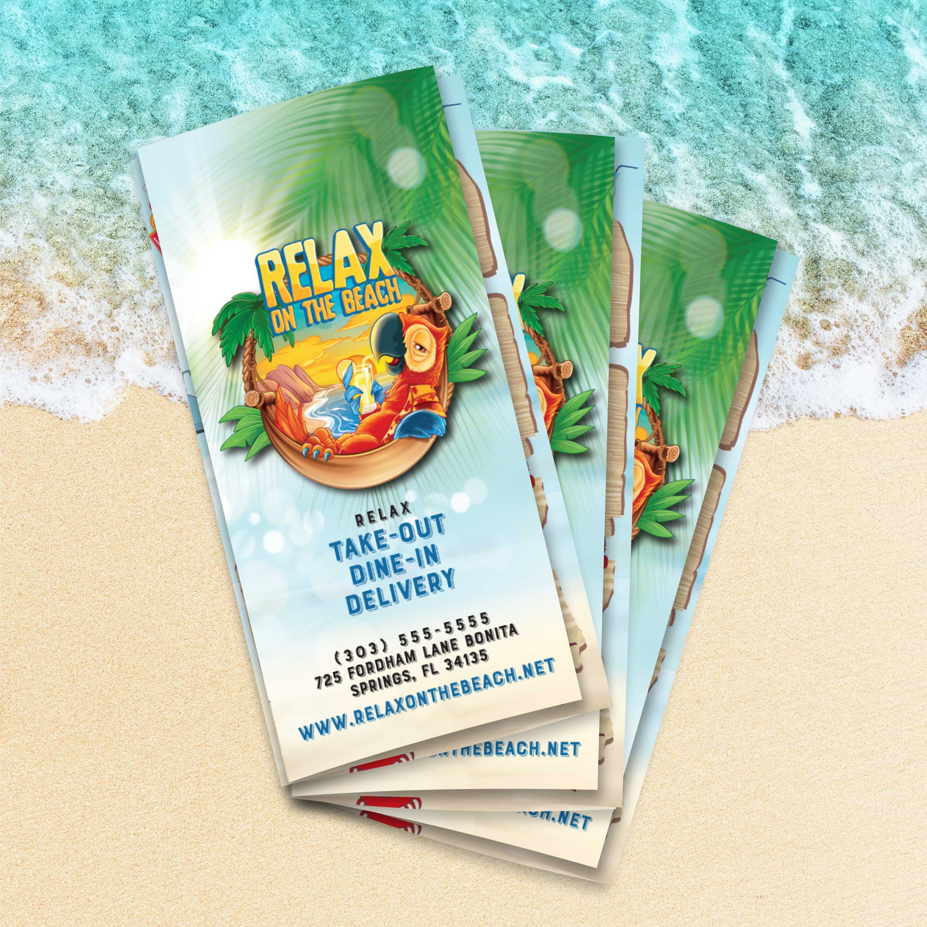 Beach Menu Template 13" x 19" Trifold - TerraSlate Inc.