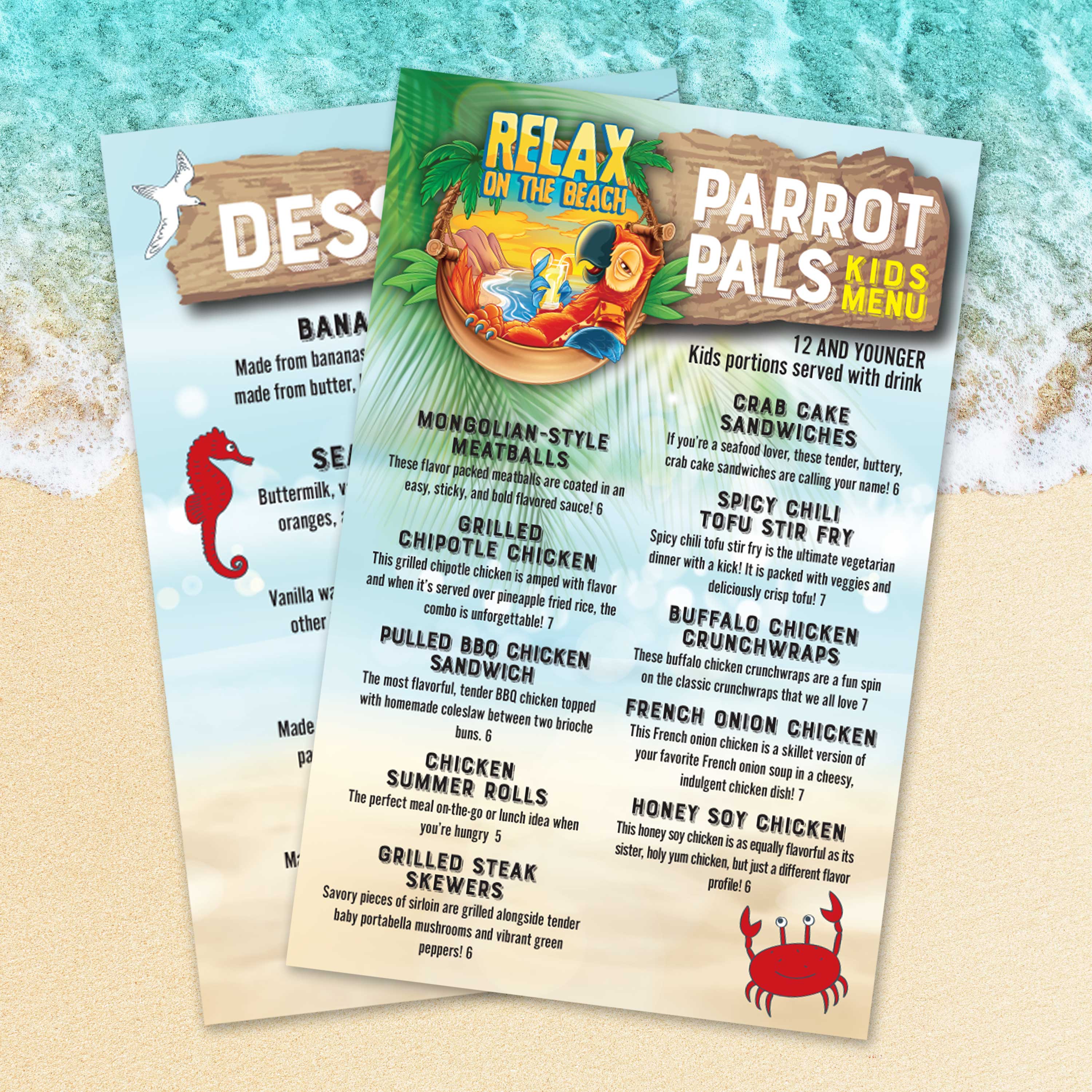 Beach Menu Template 5.5" x 8.5" - TerraSlate Inc.