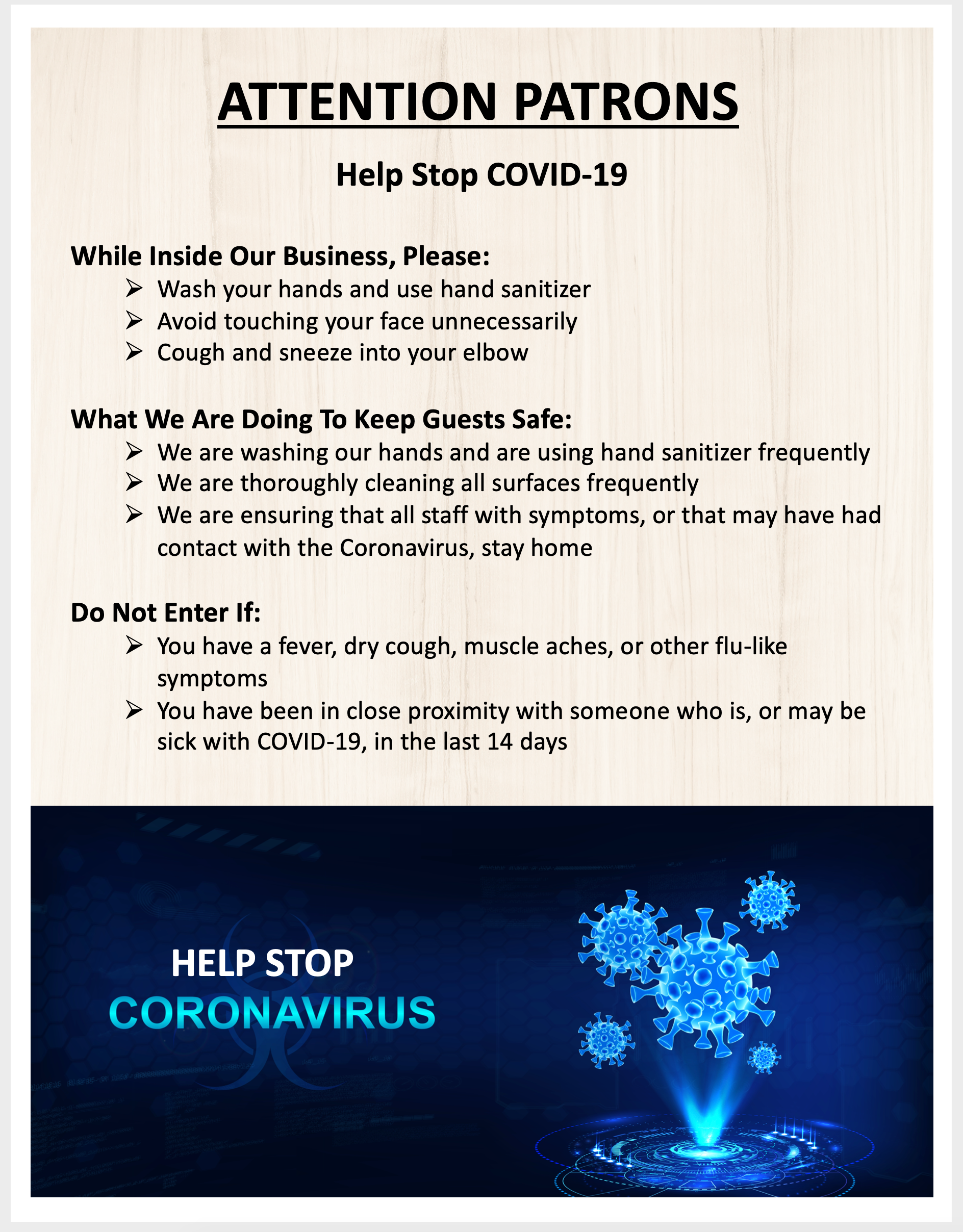Free: Download & Print Coronavirus & COVID-19 Sign - TerraSlate Inc.