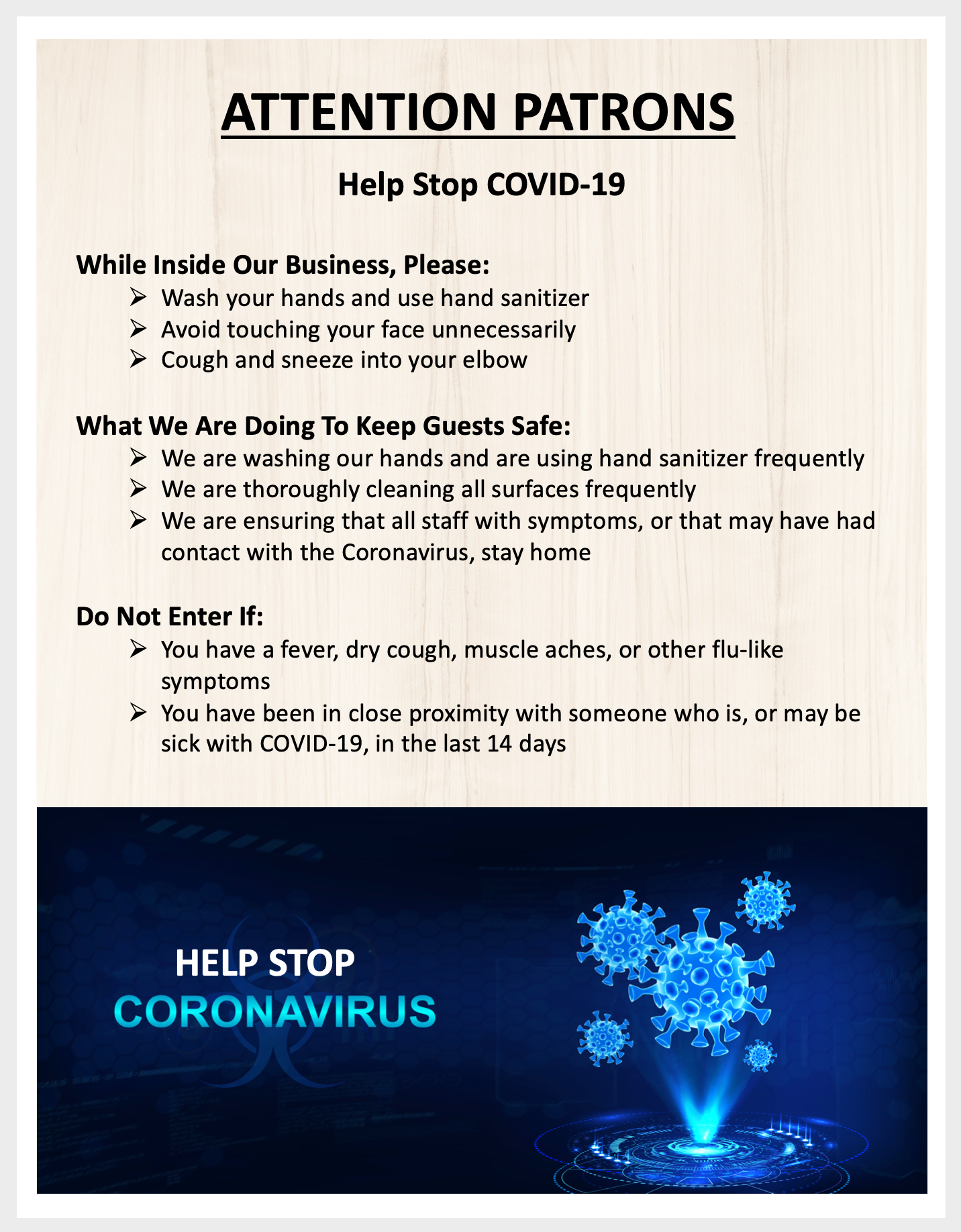 Free: Download & Print Coronavirus & COVID-19 Sign - TerraSlate Inc.