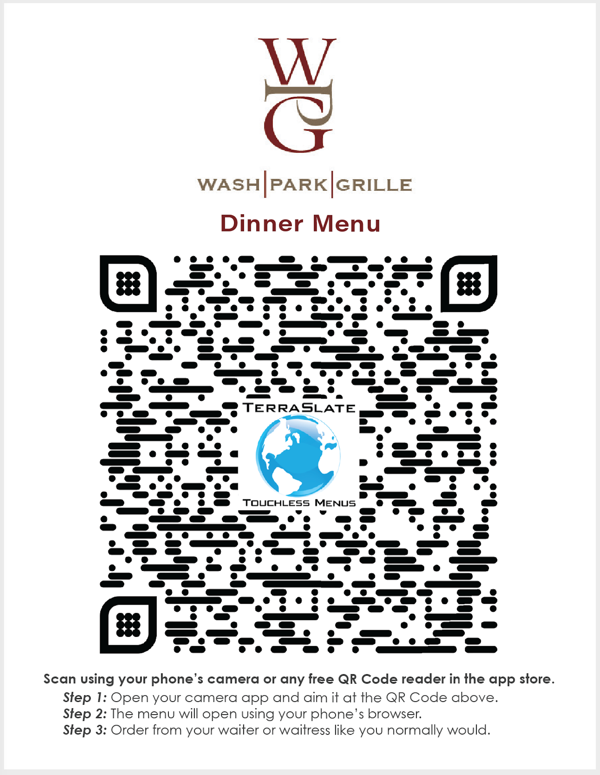 Custom Branded Touchless QR Menus - TerraSlate Inc.
