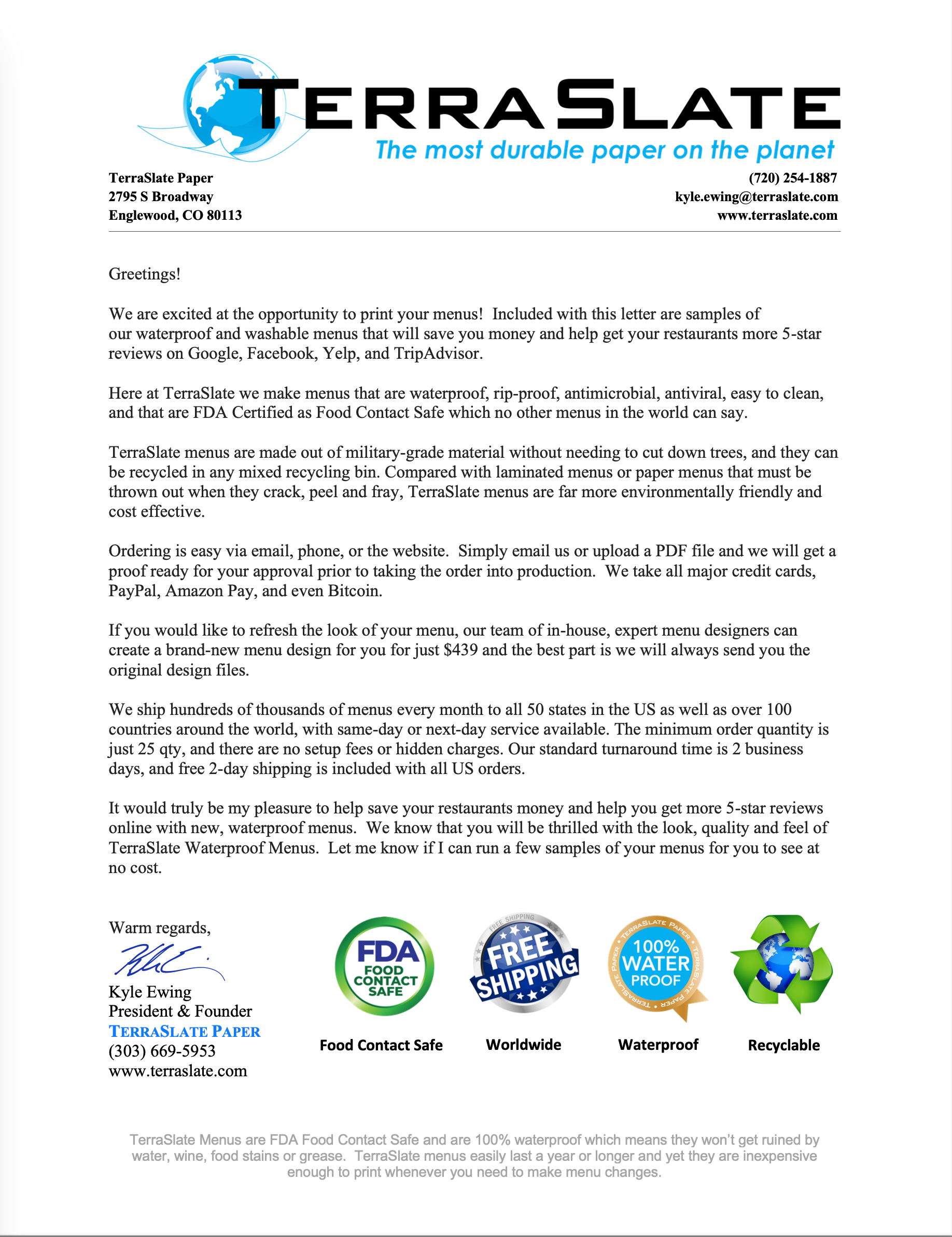 Internal Print Request - TerraSlate Inc.