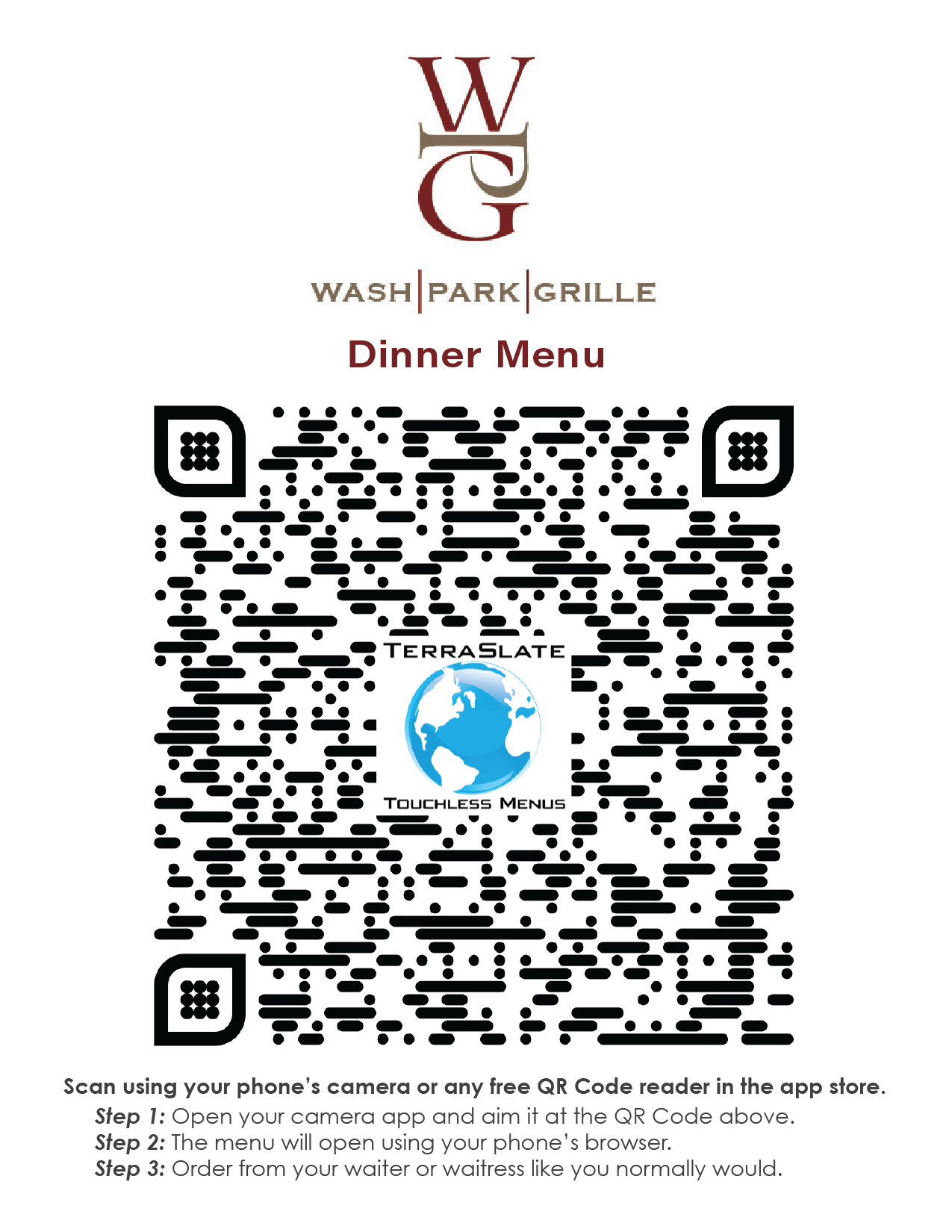 TerraSlate Touchless QR Menu Samples - TerraSlate Inc.