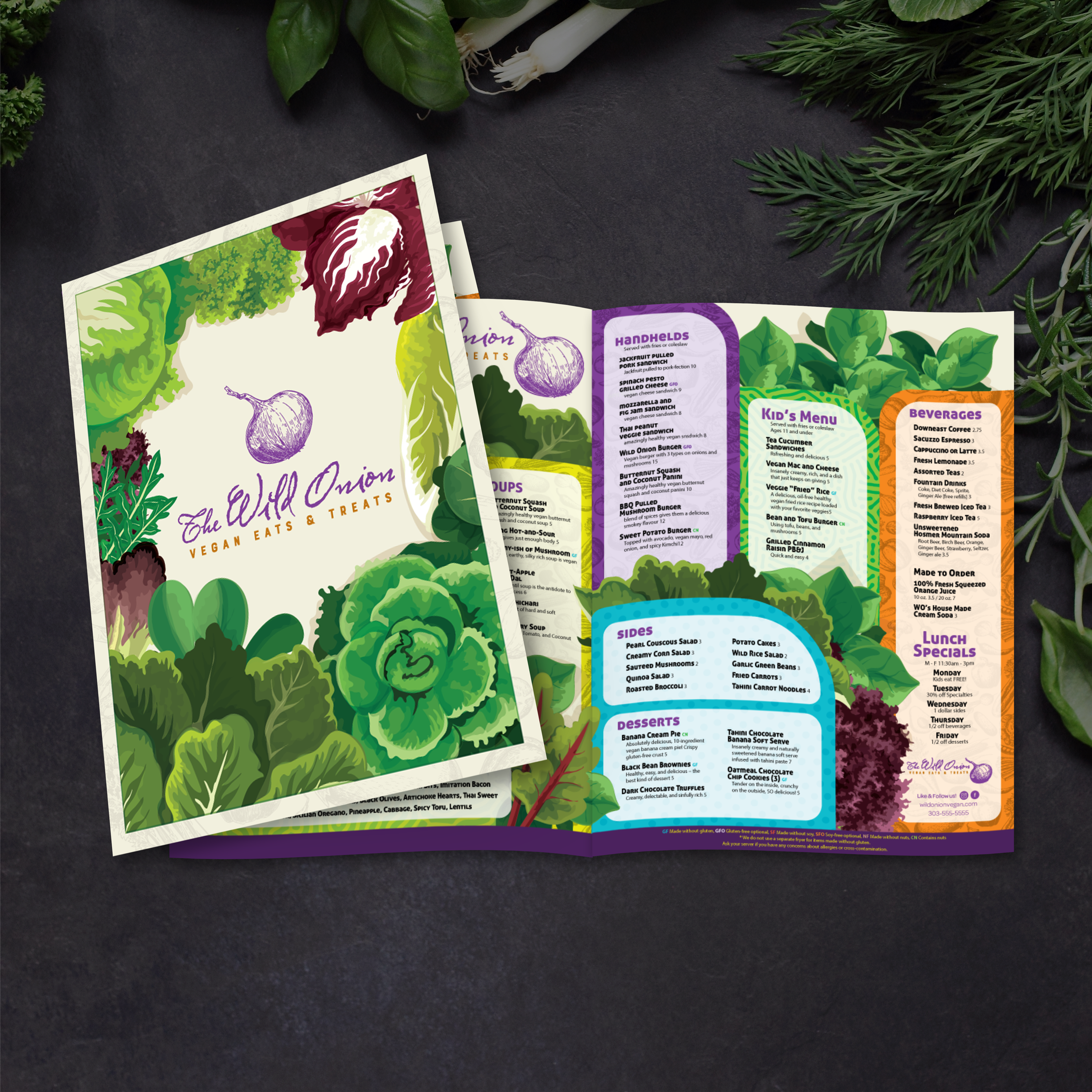 Wild Onion Vegan Template 11" x 17" Bifold - TerraSlate Inc.